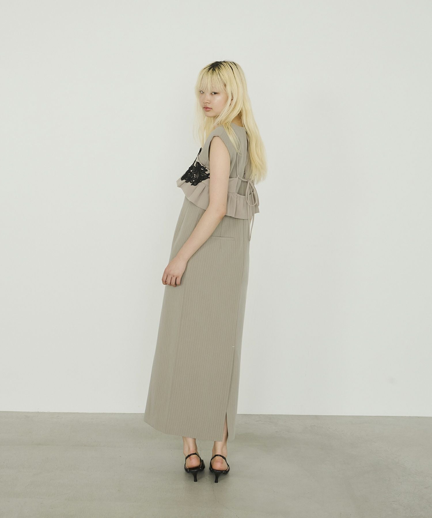 pinstripe sleeveless bustier dress | ANDRESD