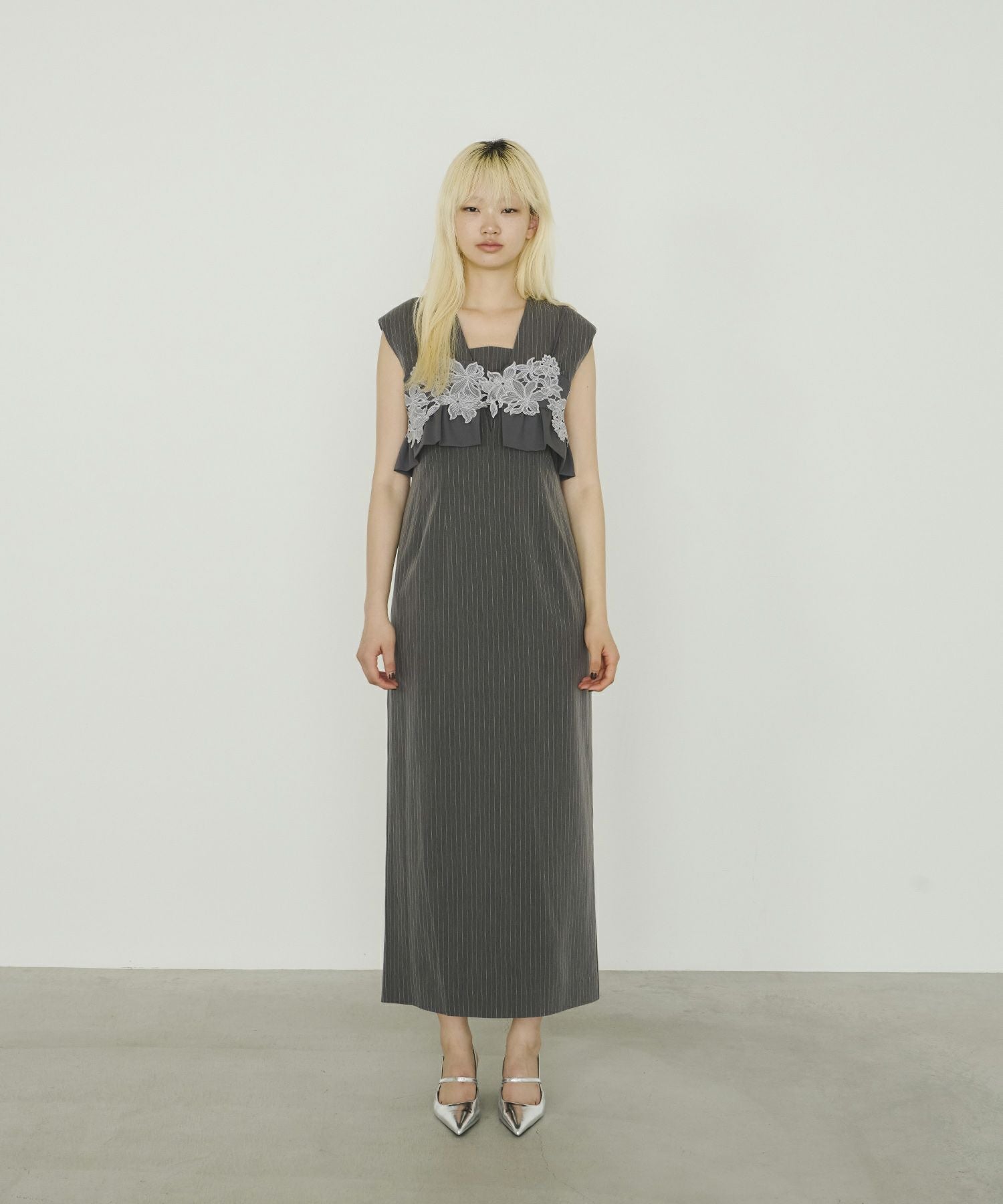 pinstripe sleeveless bustier dress | ANDRESD