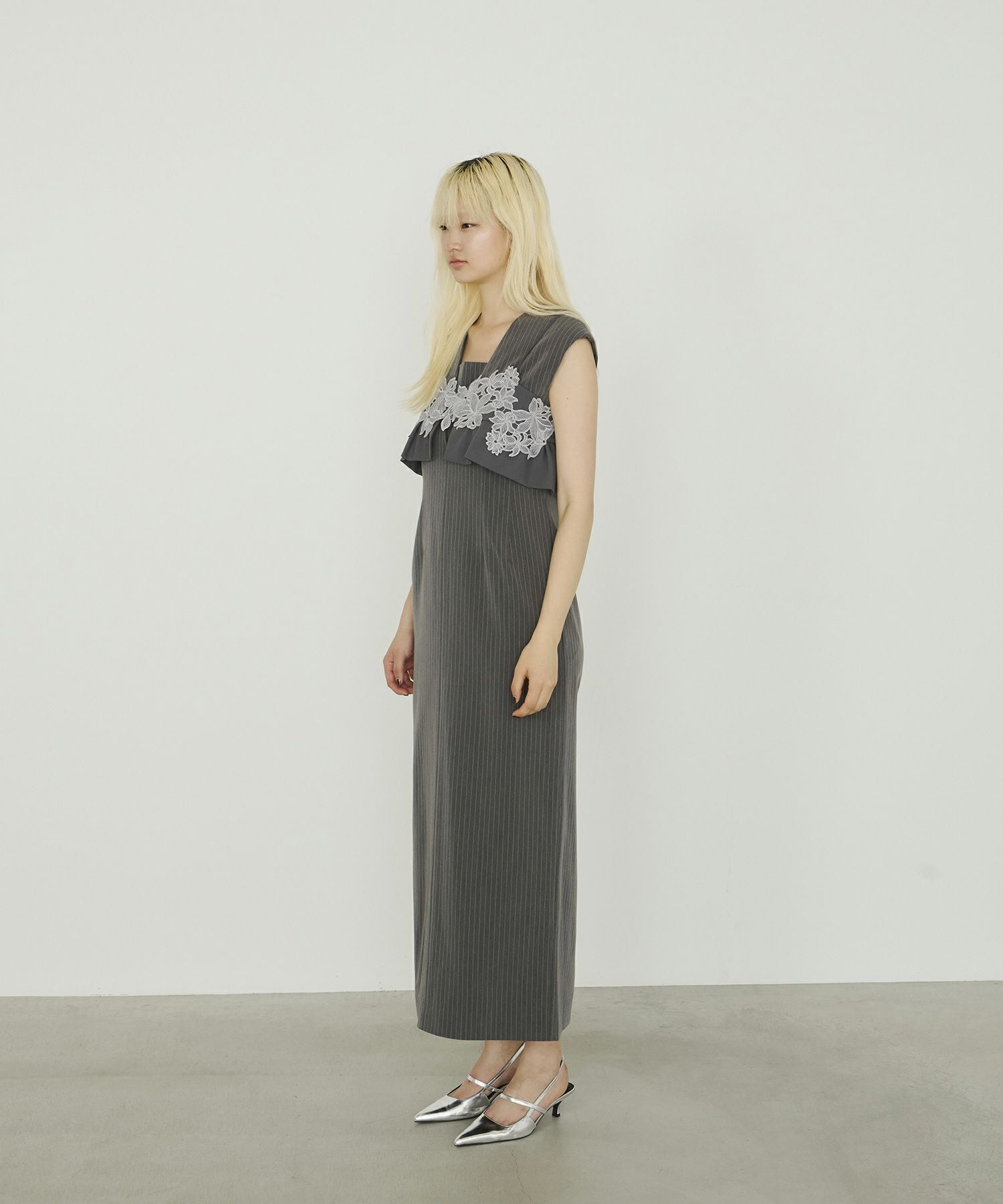 pinstripe sleeveless bustier dress | ANDRESD