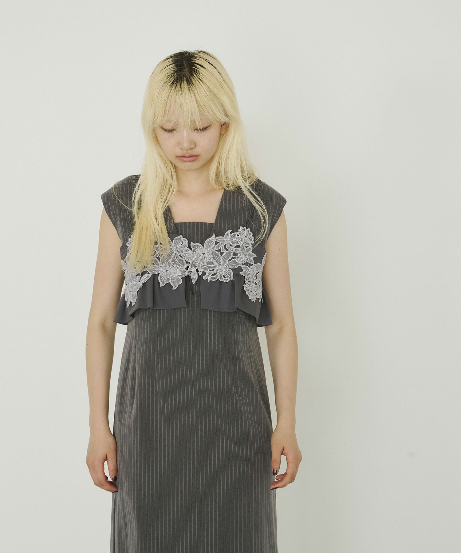pinstripe sleeveless bustier dress | ANDRESD