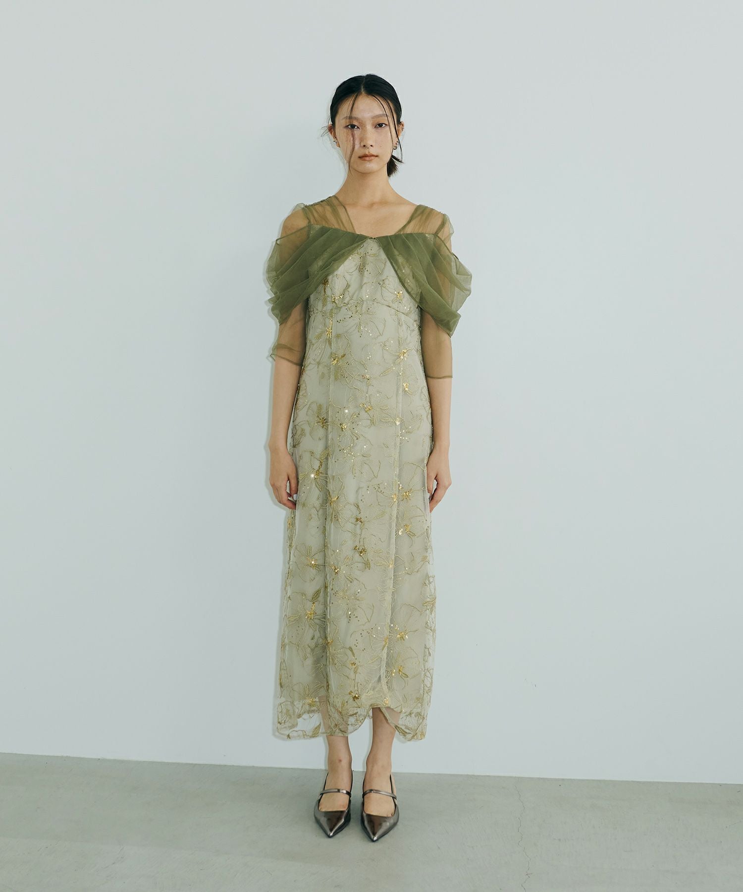 tulle drape spangle dress | ANDRESD