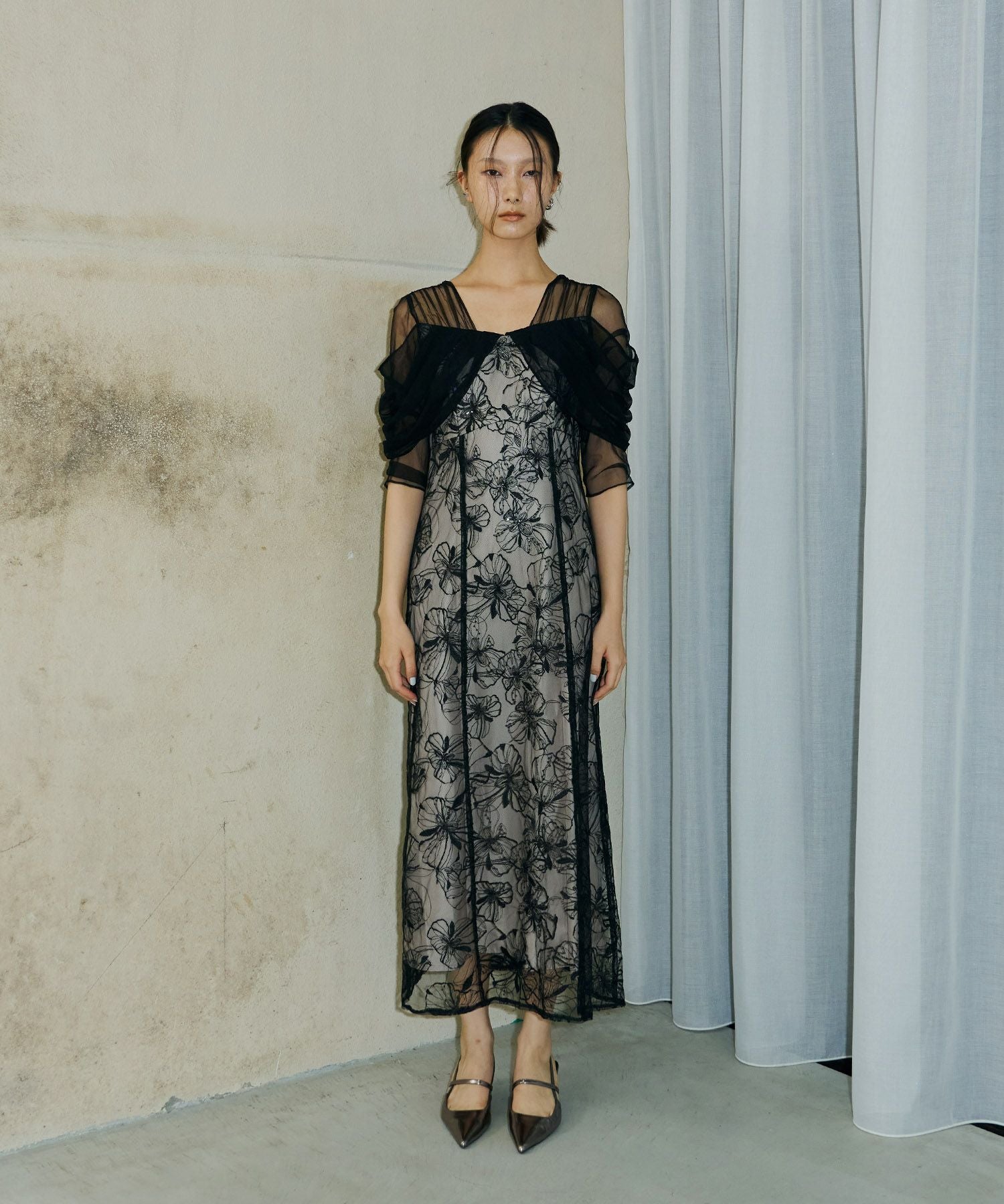 tulle drape spangle dress | ANDRESD