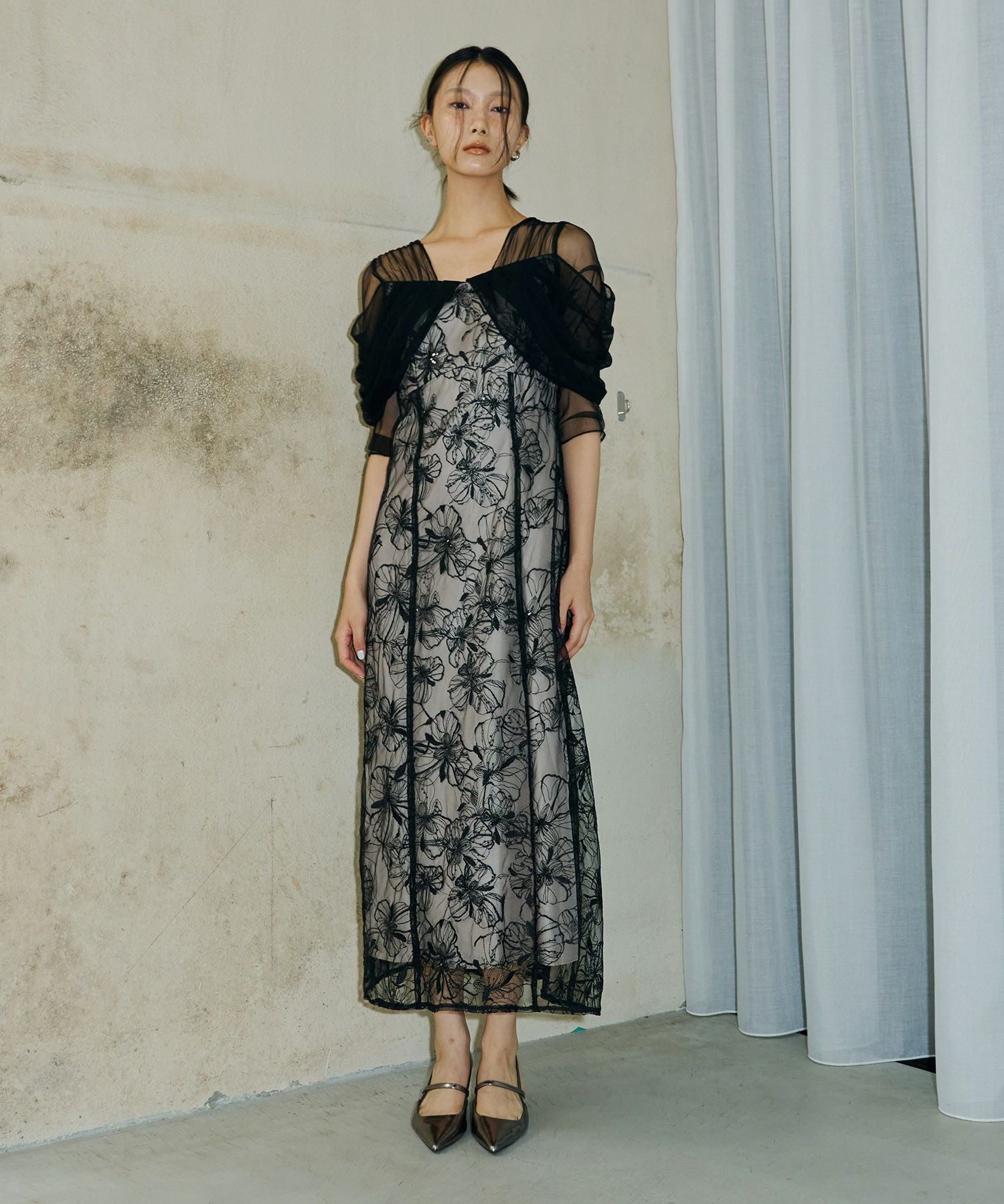 tulle drape spangle dress | ANDRESD