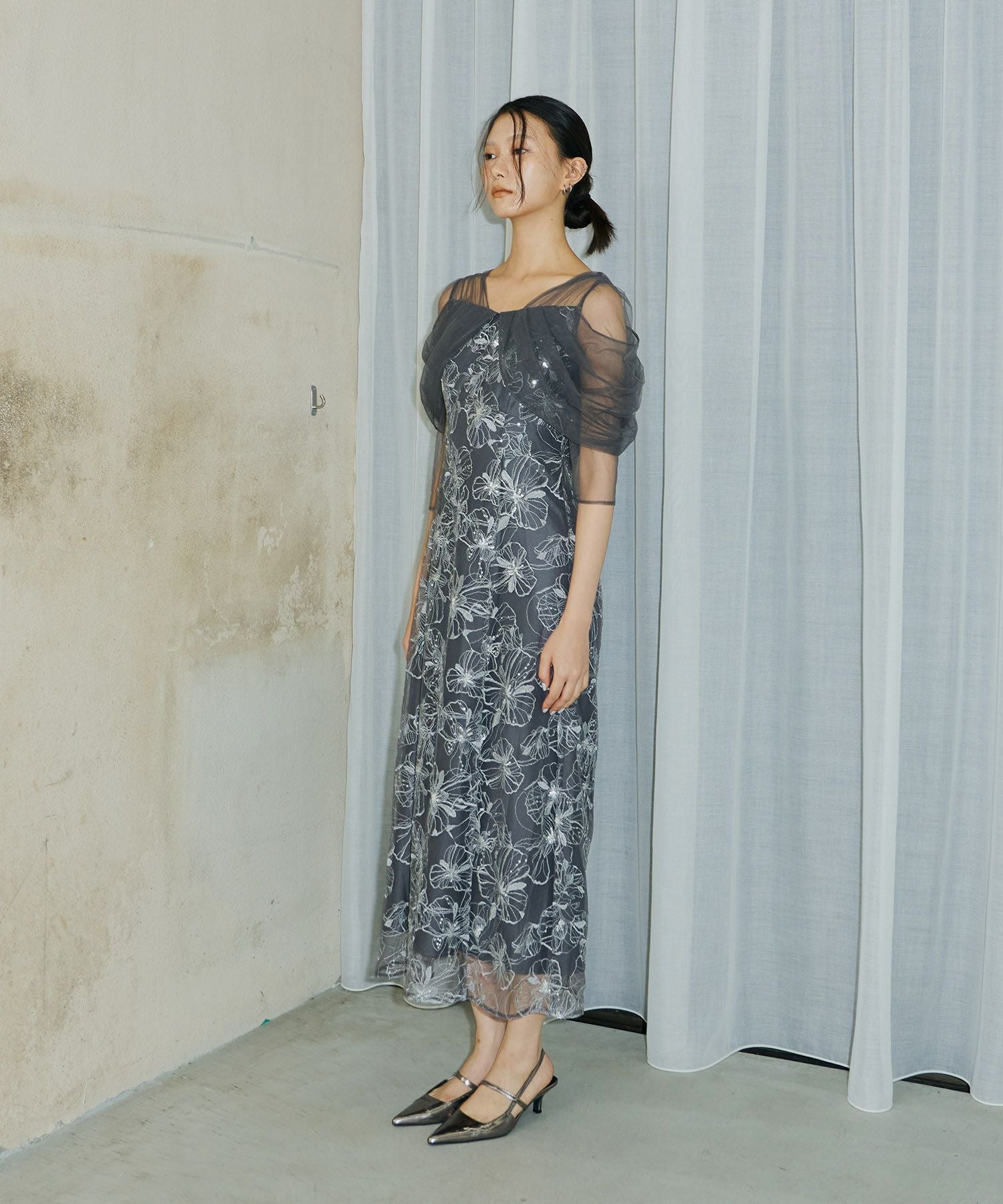 tulle drape spangle dress | ANDRESD