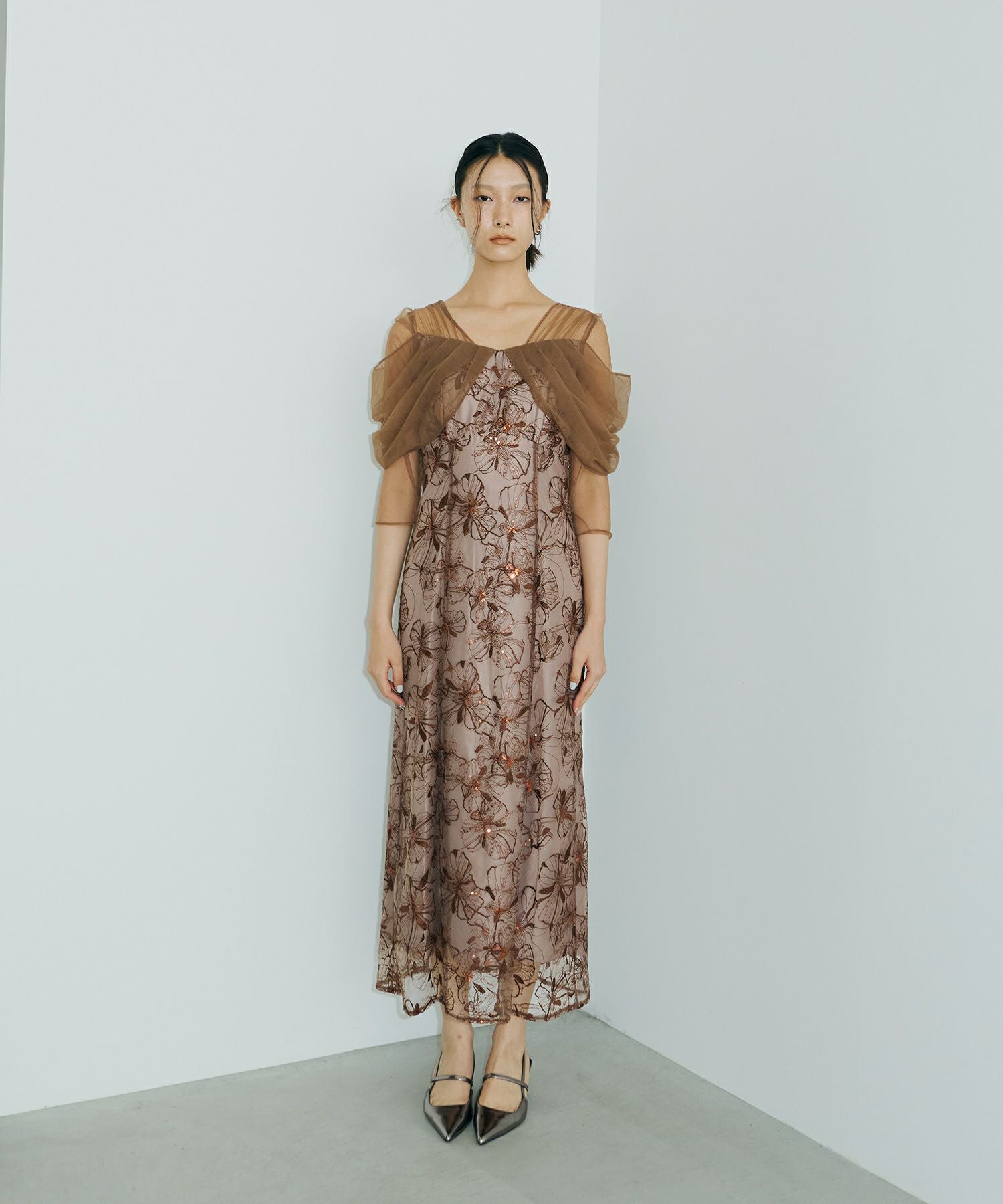 tulle drape spangle dress | ANDRESD