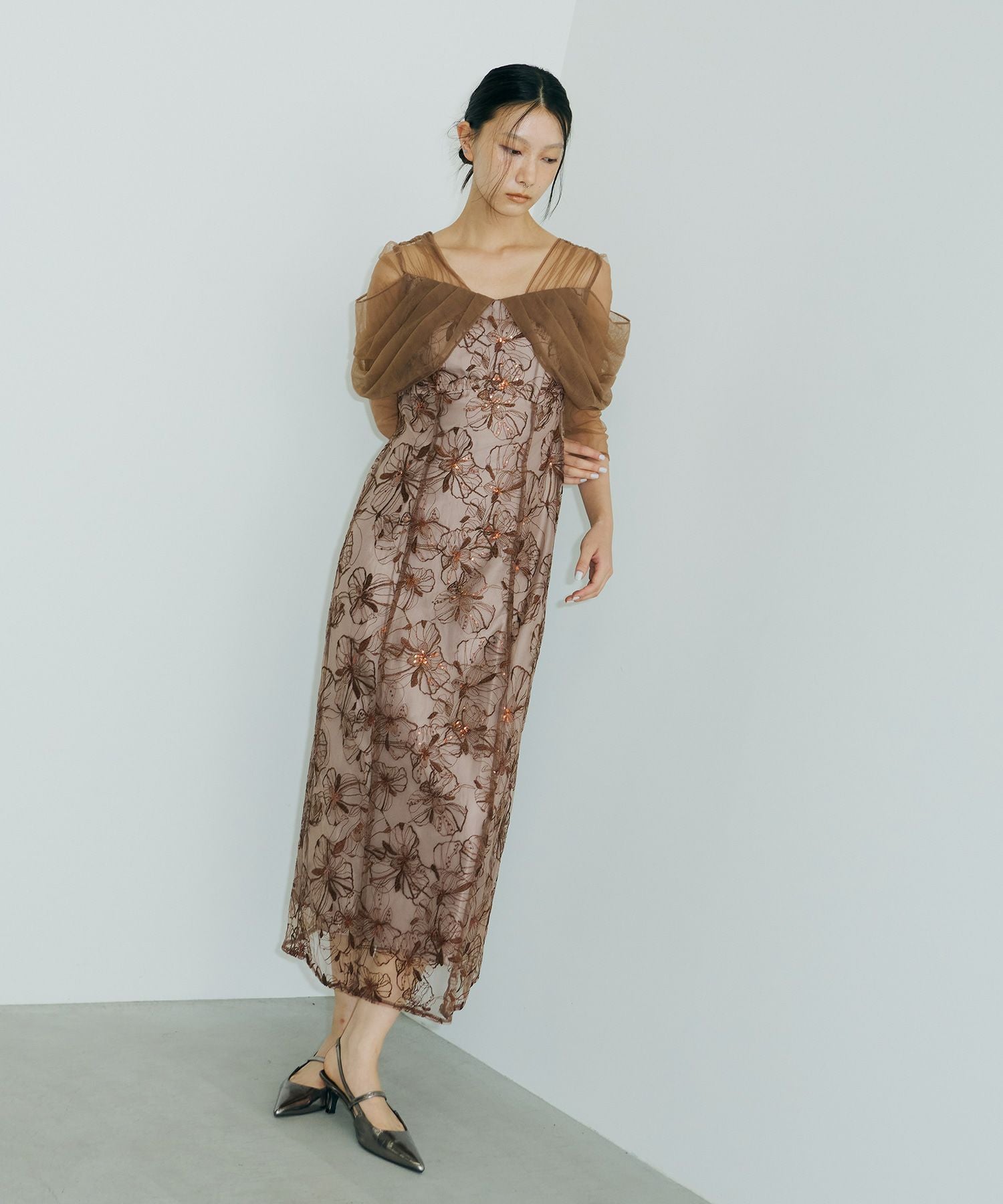 tulle drape spangle dress | ANDRESD