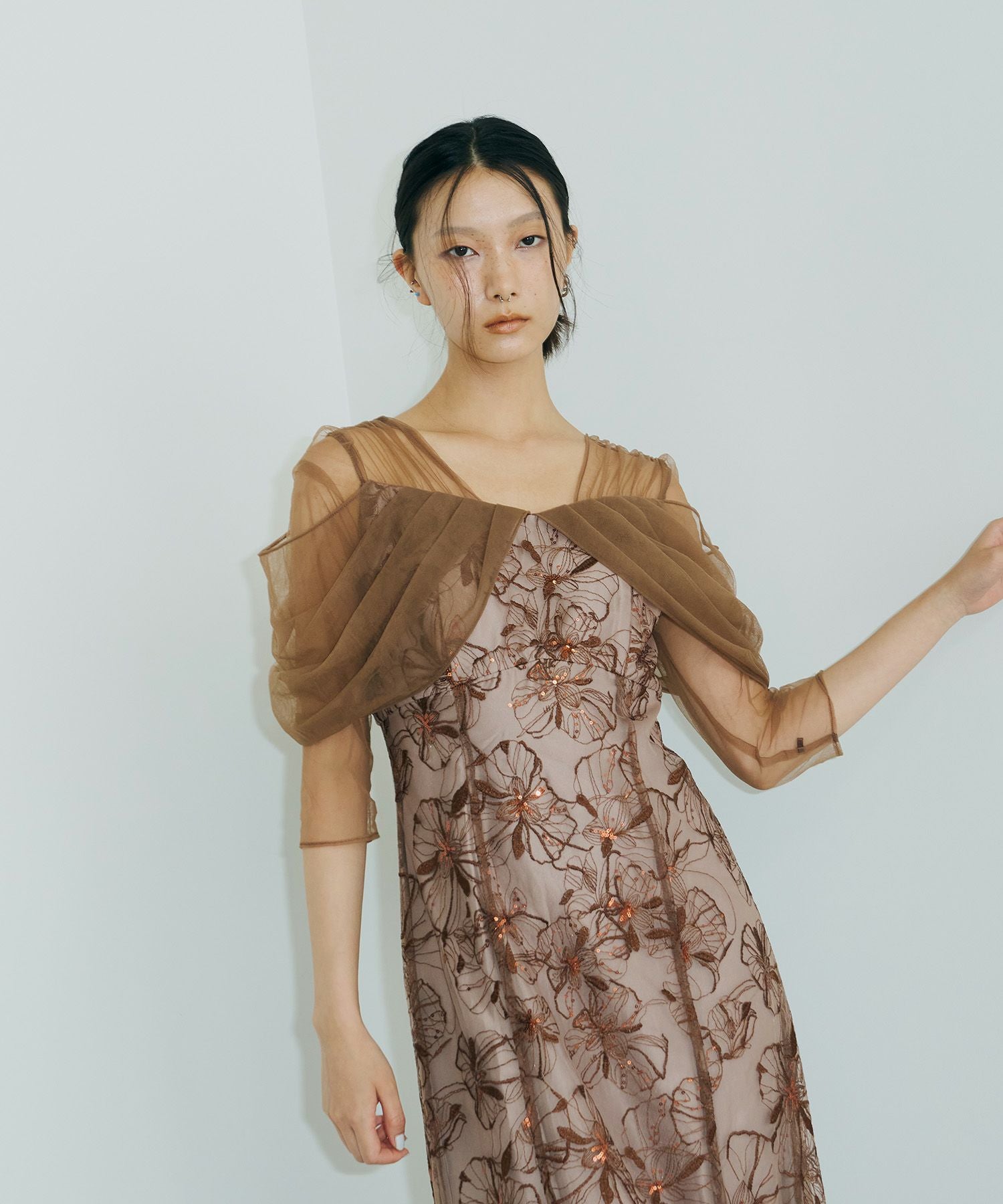 tulle drape spangle dress | ANDRESD