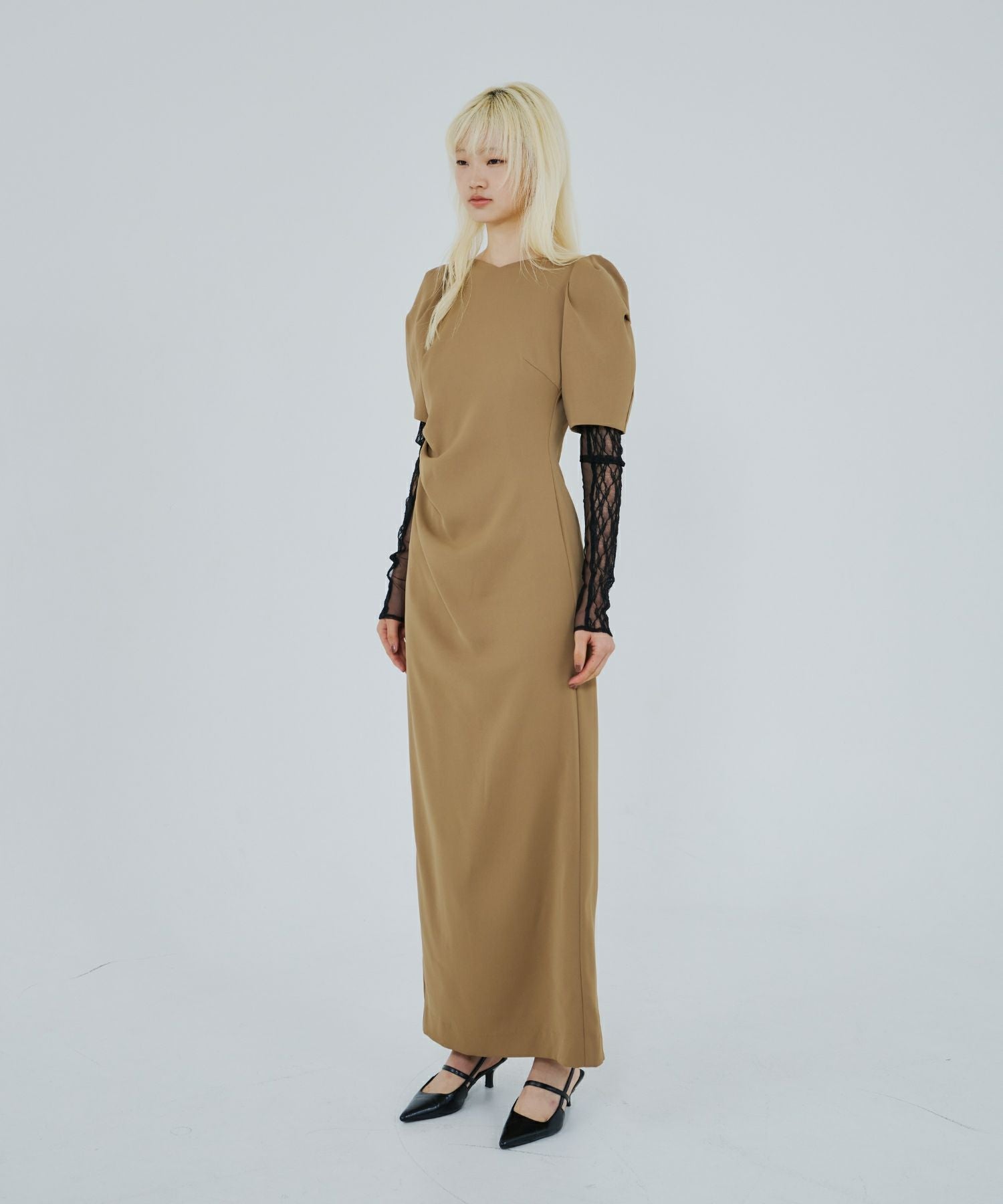 lace arm drape dress | ANDRESD