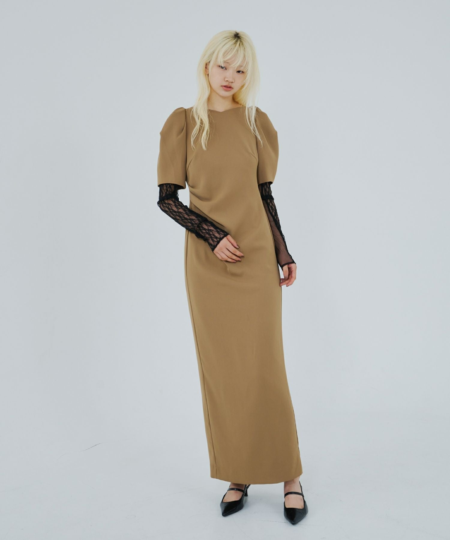 lace arm drape dress | ANDRESD