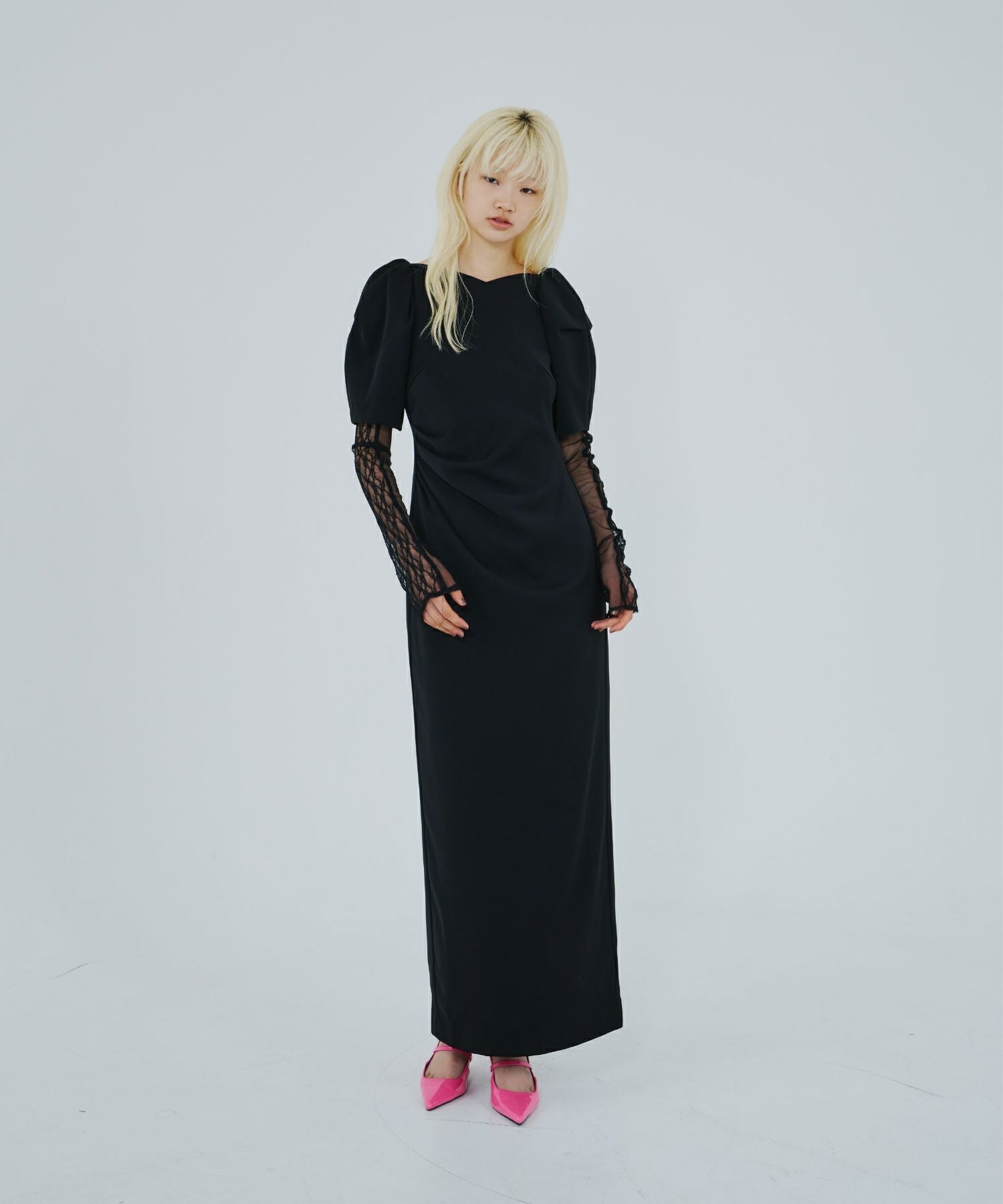 lace arm drape dress | ANDRESD