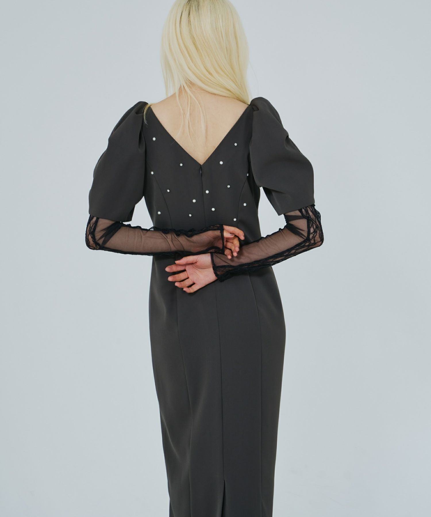 lace arm drape dress | ANDRESD