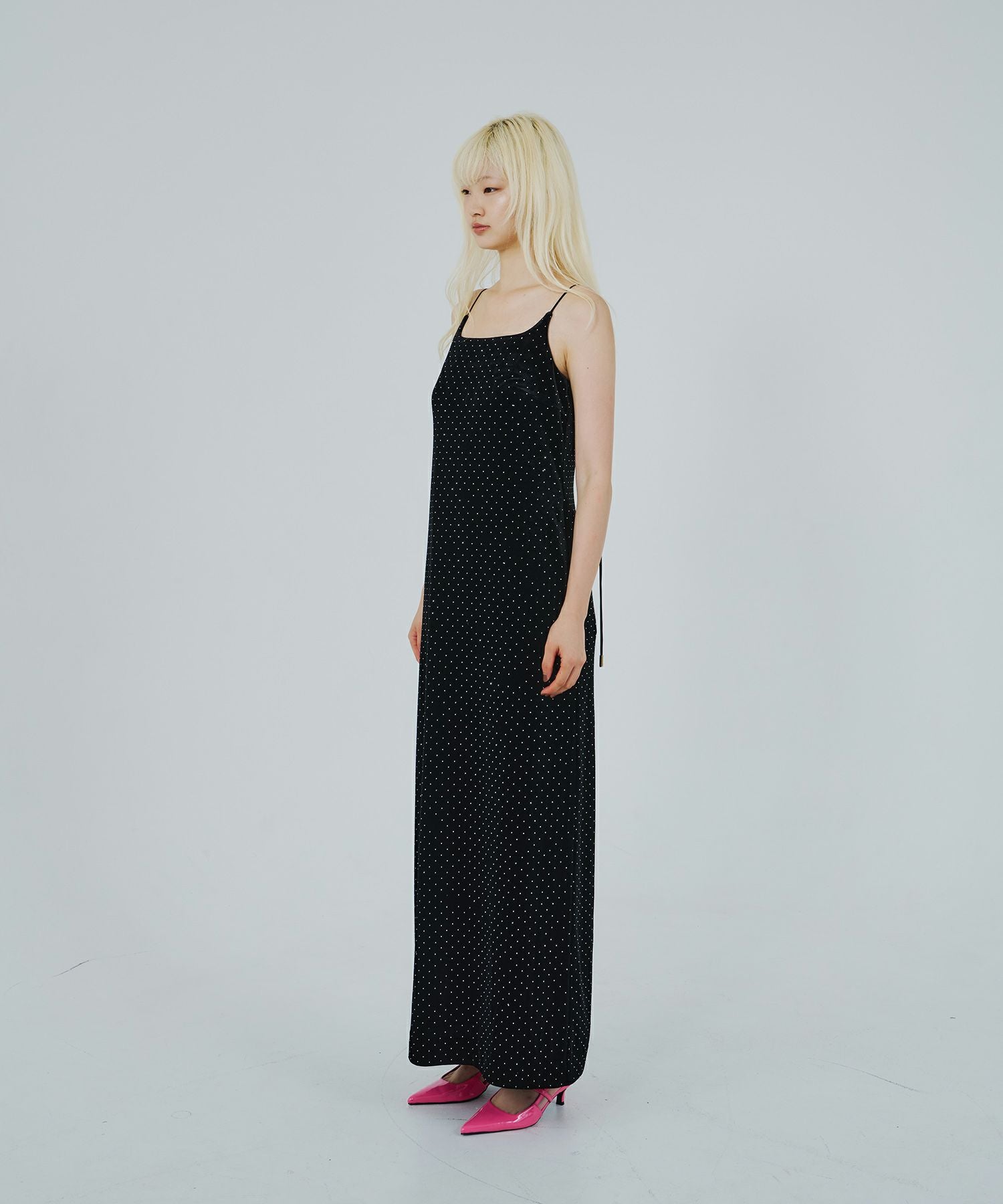 curved square velour dress | ANDRESD