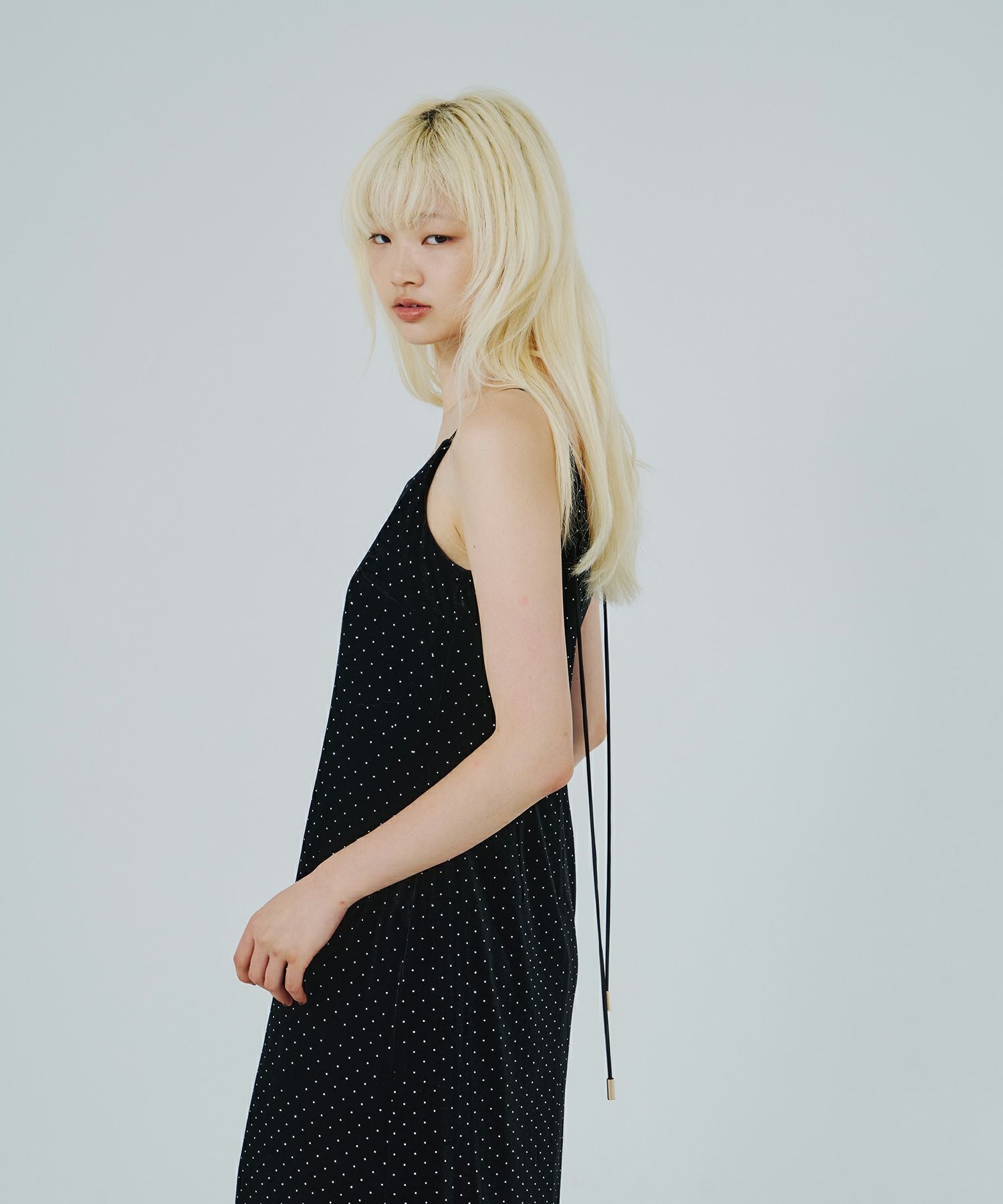 curved square velour dress | ANDRESD