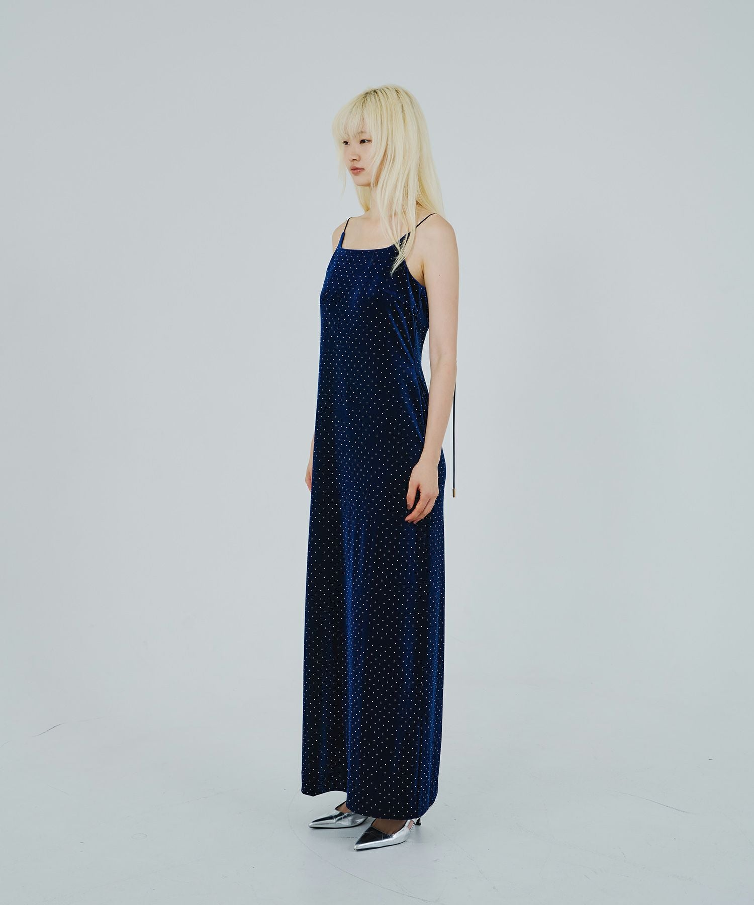 curved square velour dress | ANDRESD