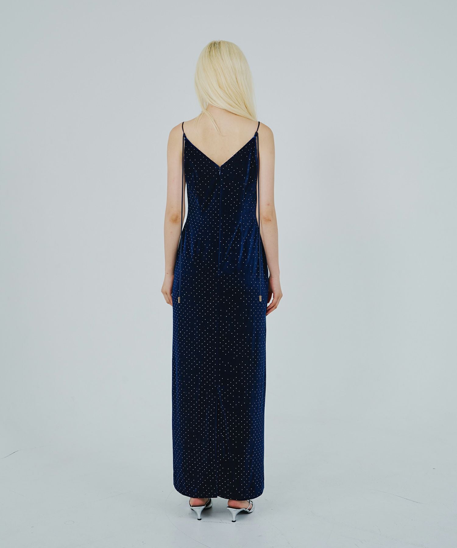 curved square velour dress | ANDRESD