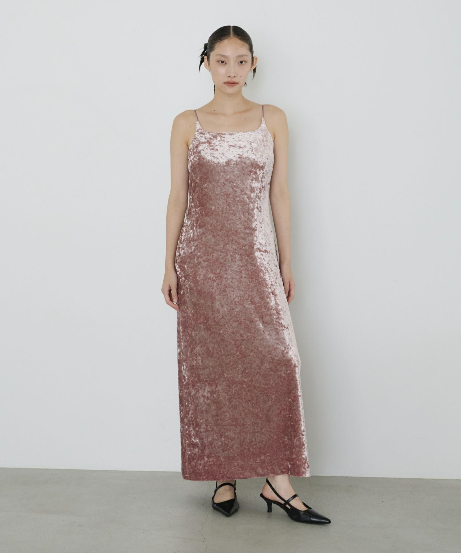 curved square velour dress | ANDRESD