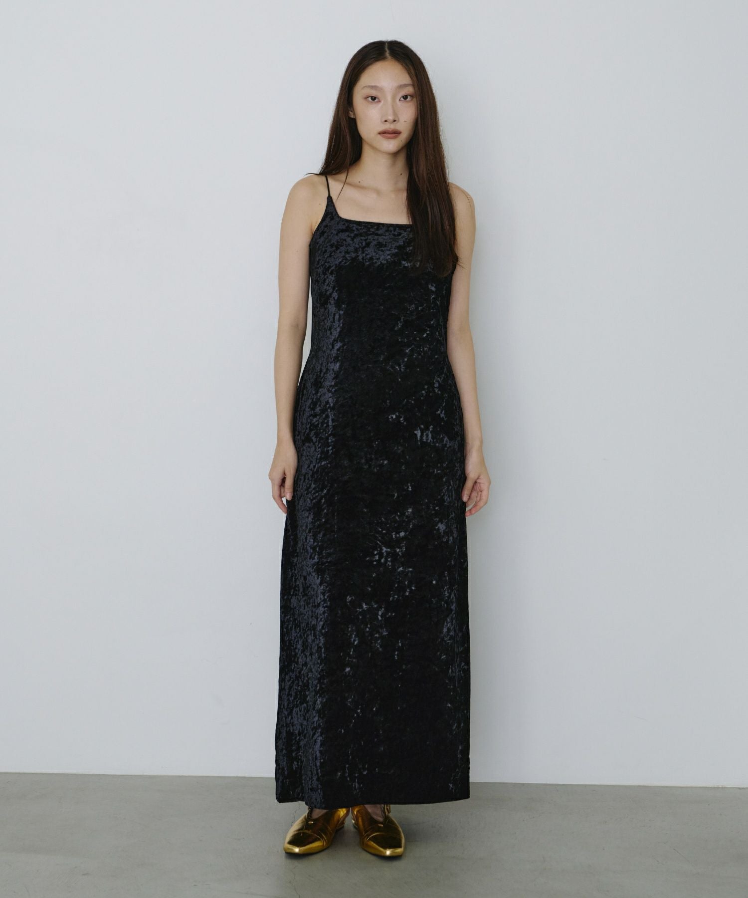 curved square velour dress | ANDRESD