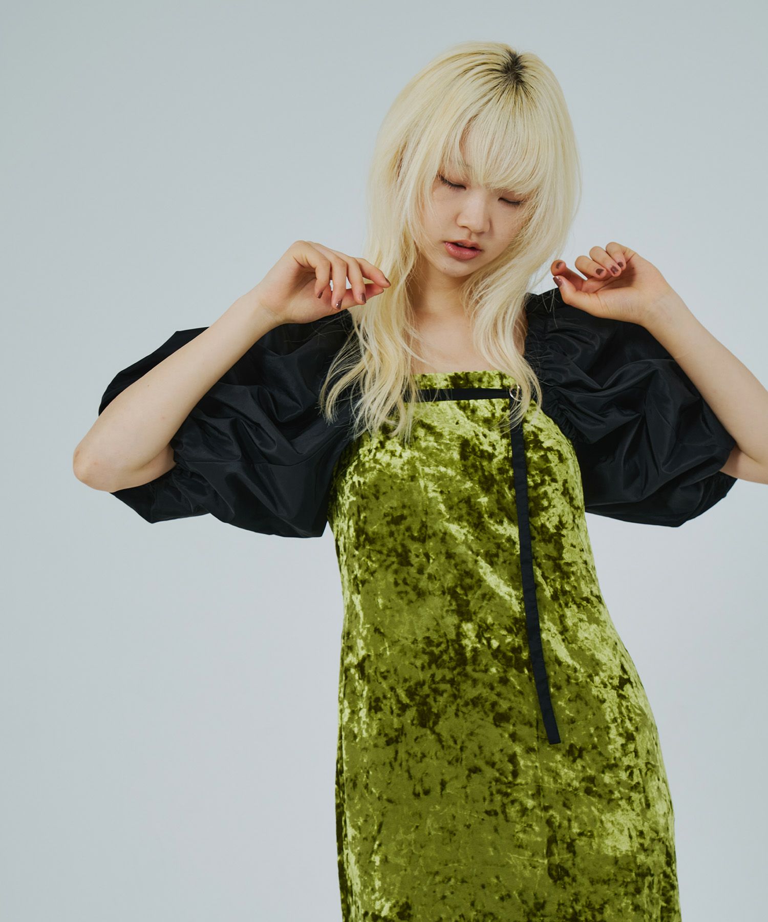 curved square velour dress | ANDRESD