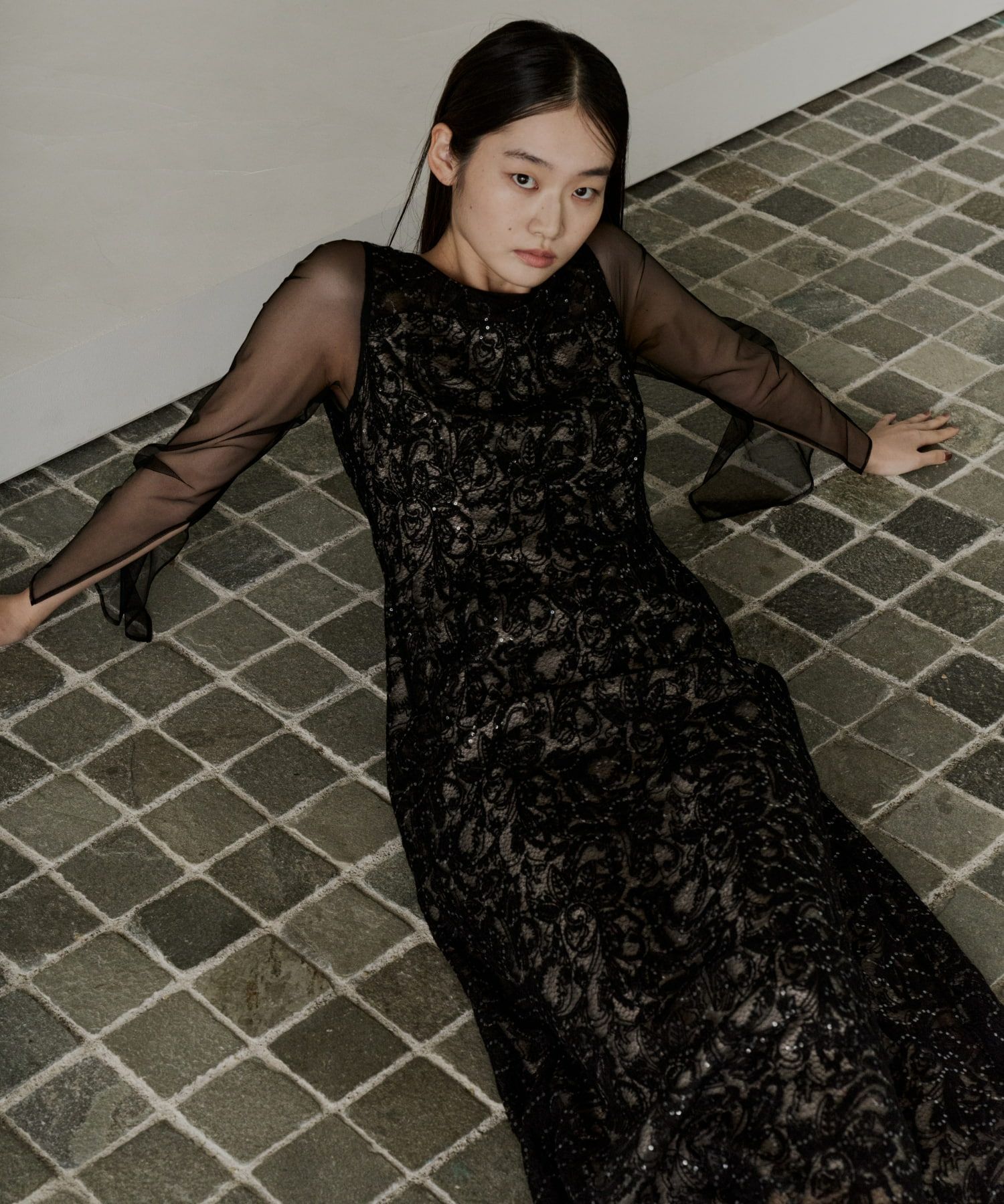 leaf embroidery back design dress | ANDRESD