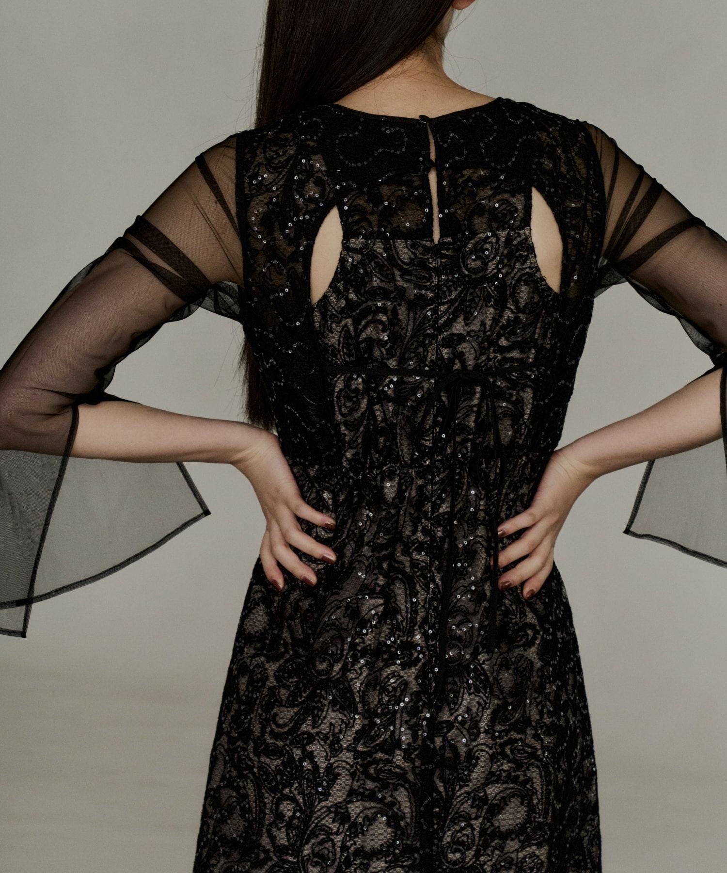 leaf embroidery back design dress | ANDRESD