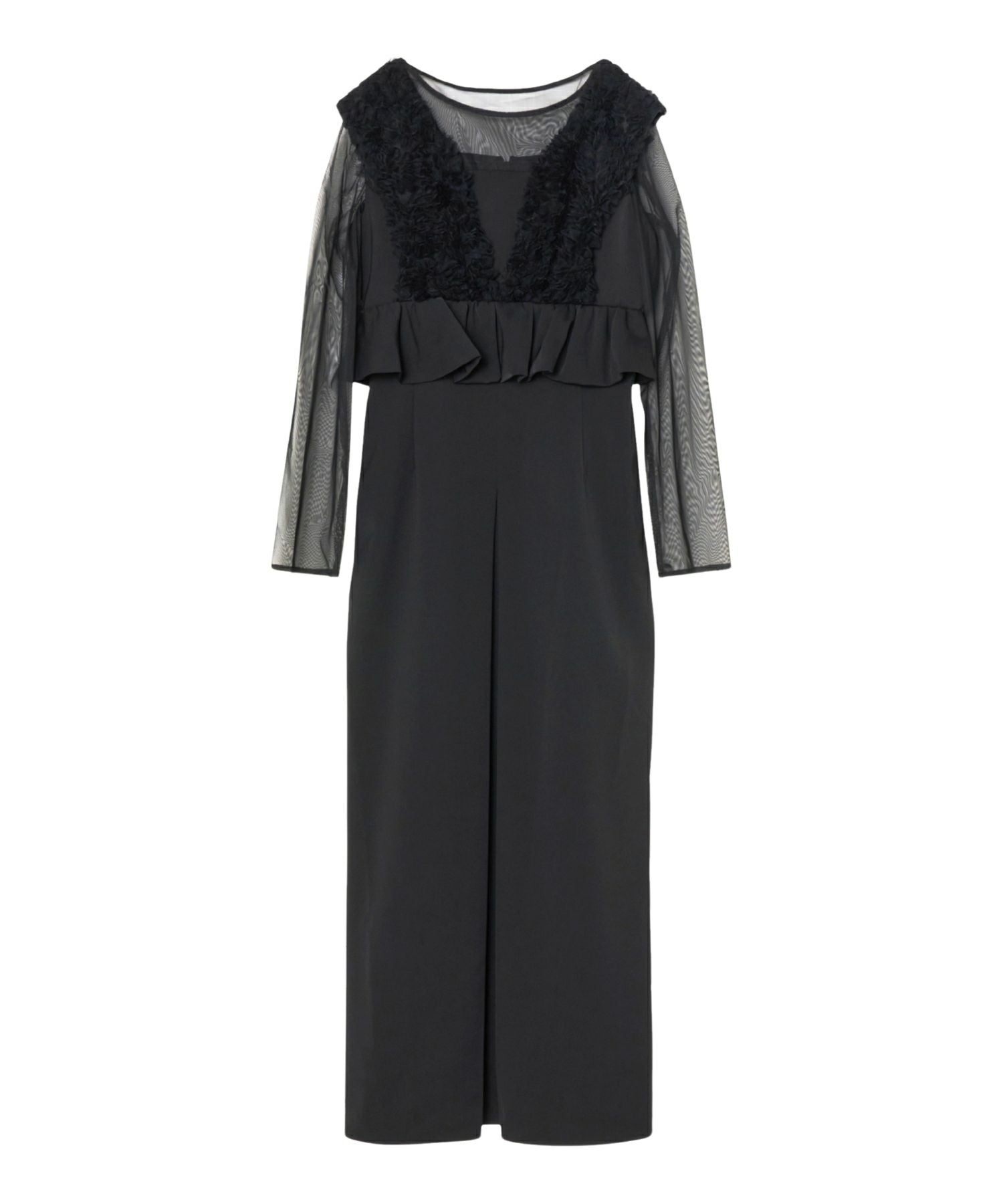 ANDRESD volume tulle peplum dress ブラック S volume tulle peplum dress | ANDRESD