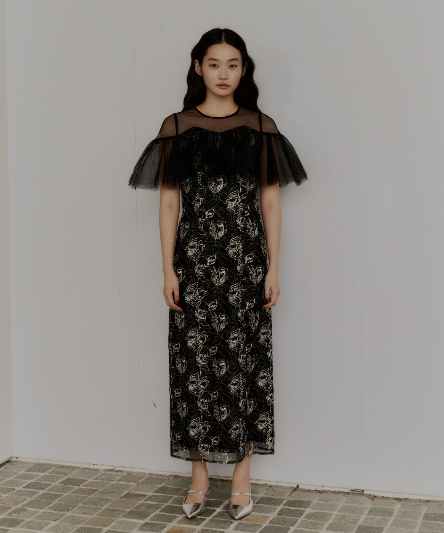 tulle frills embroidery dress | ANDRESD
