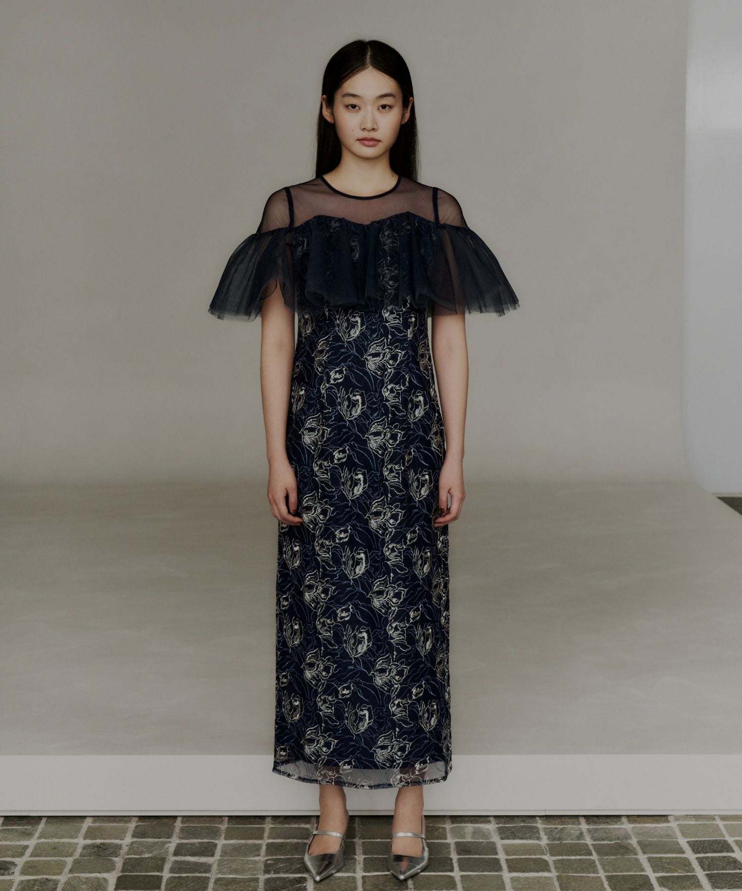 tulle frills embroidery dress | ANDRESD