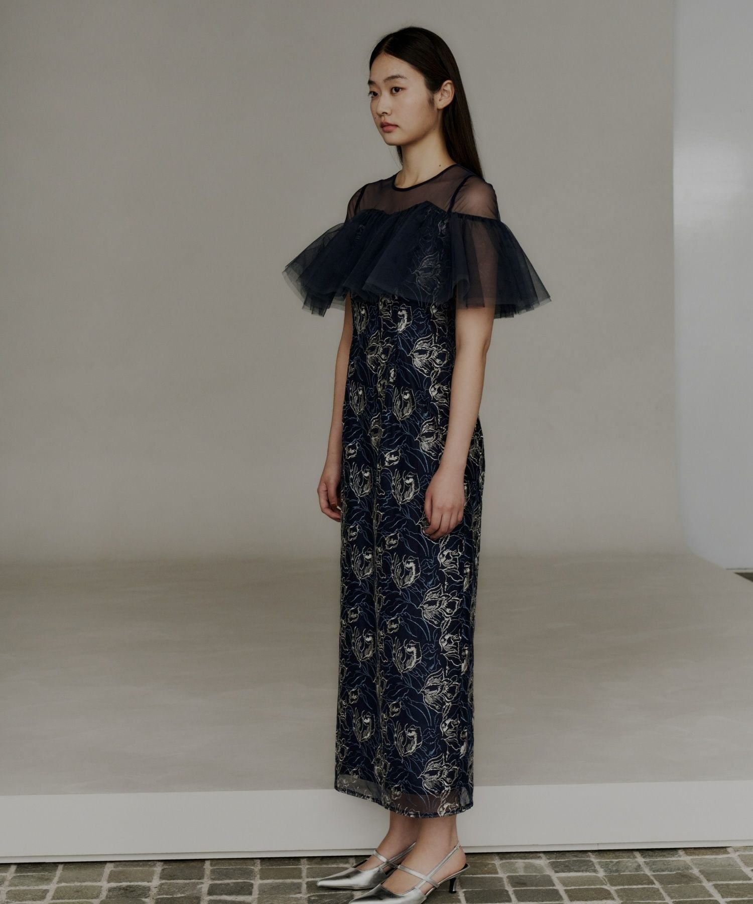 tulle frills embroidery dress | ANDRESD