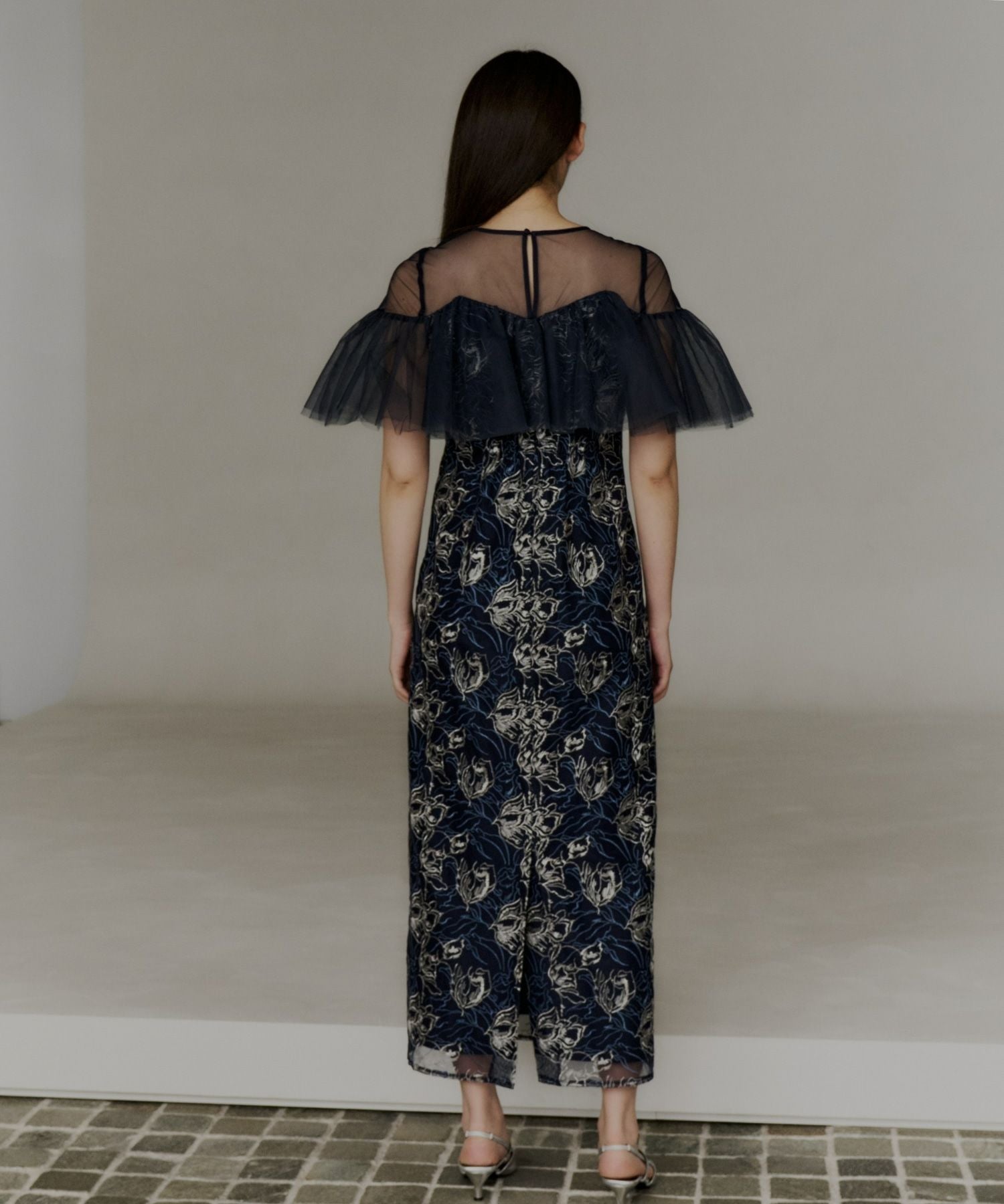 tulle frills embroidery dress | ANDRESD