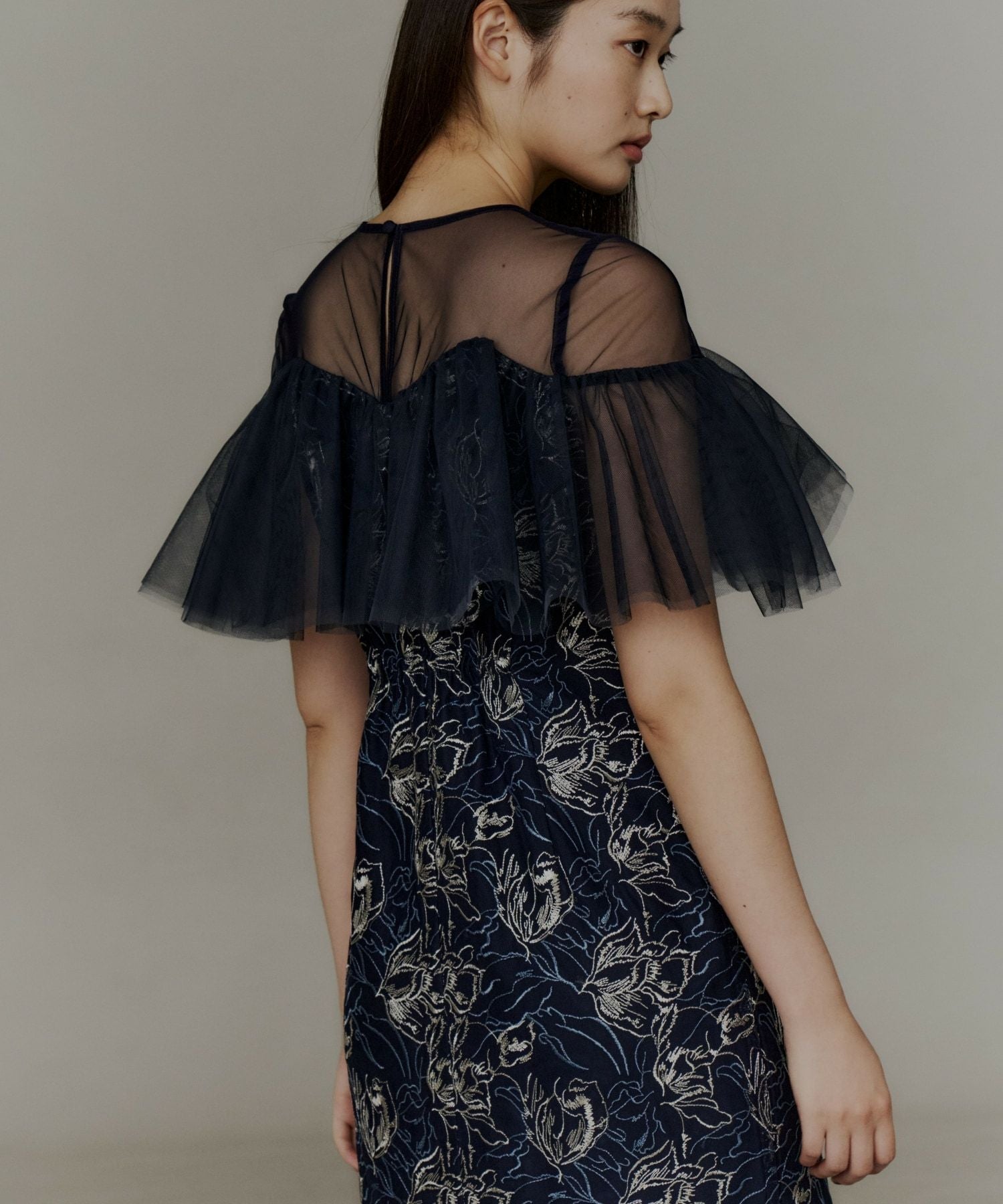 tulle frills embroidery dress | ANDRESD