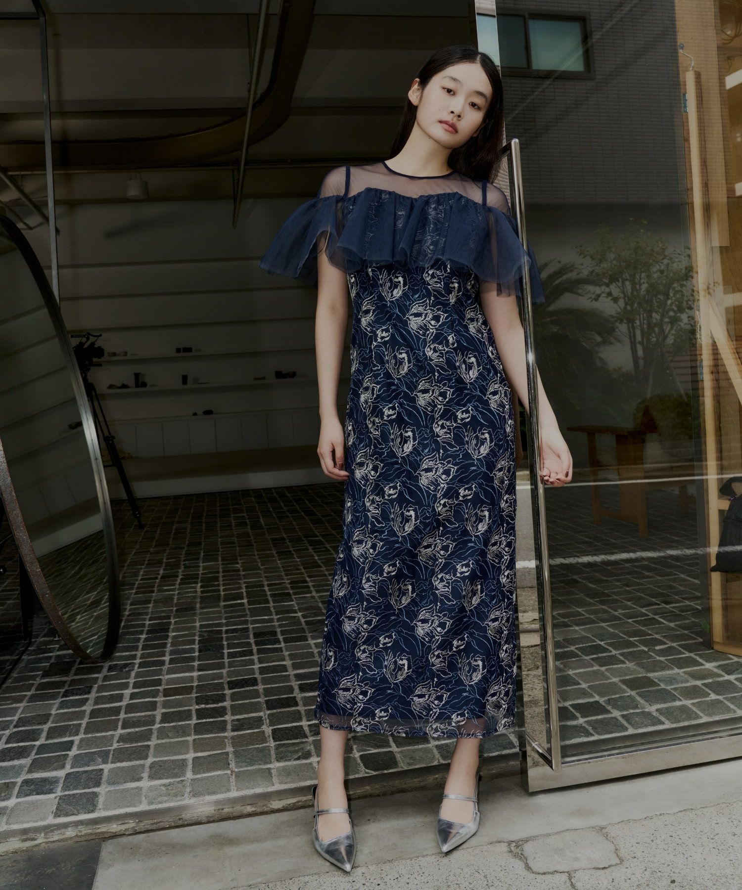 tulle frills embroidery dress | ANDRESD