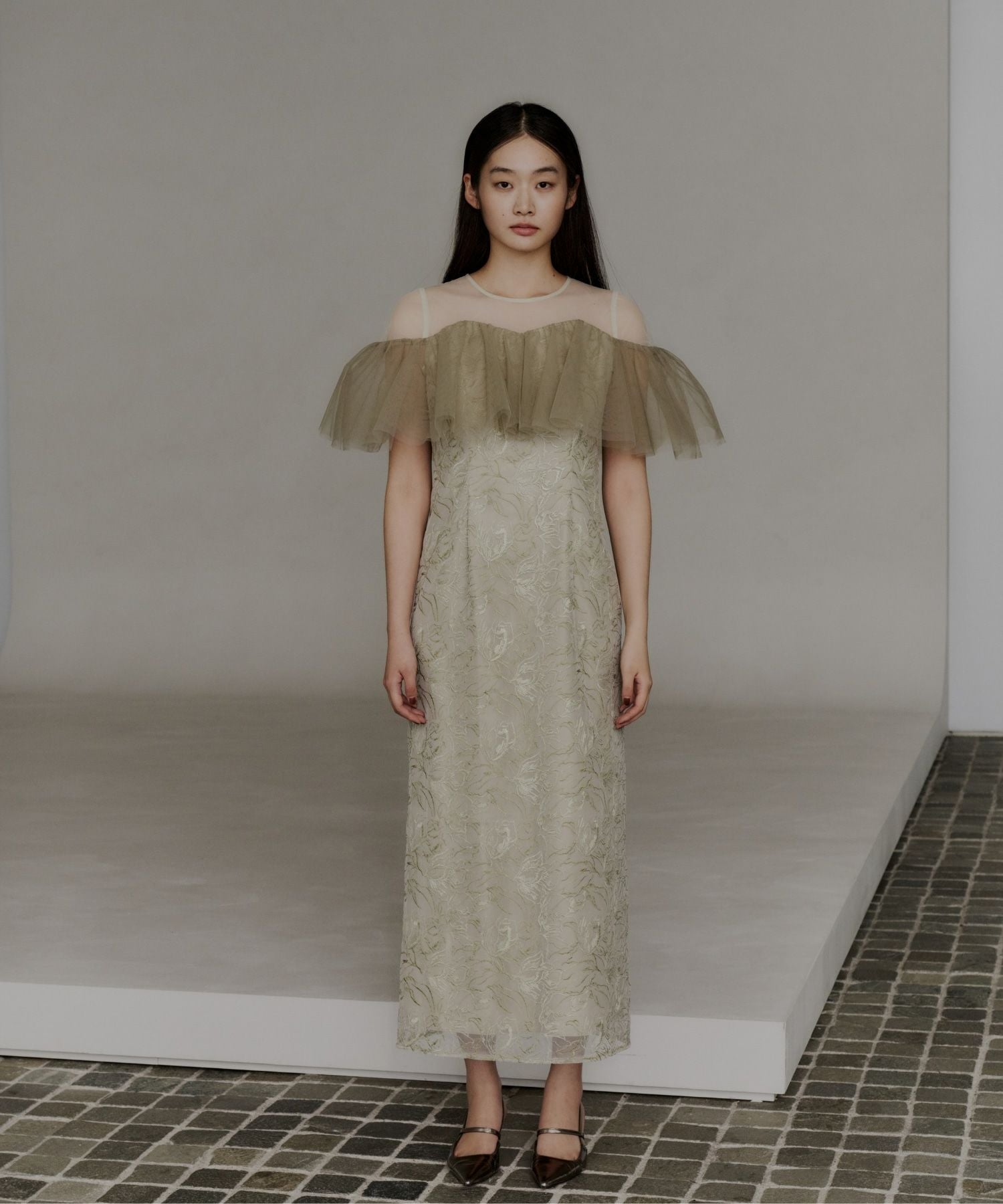 tulle frills embroidery dress | ANDRESD