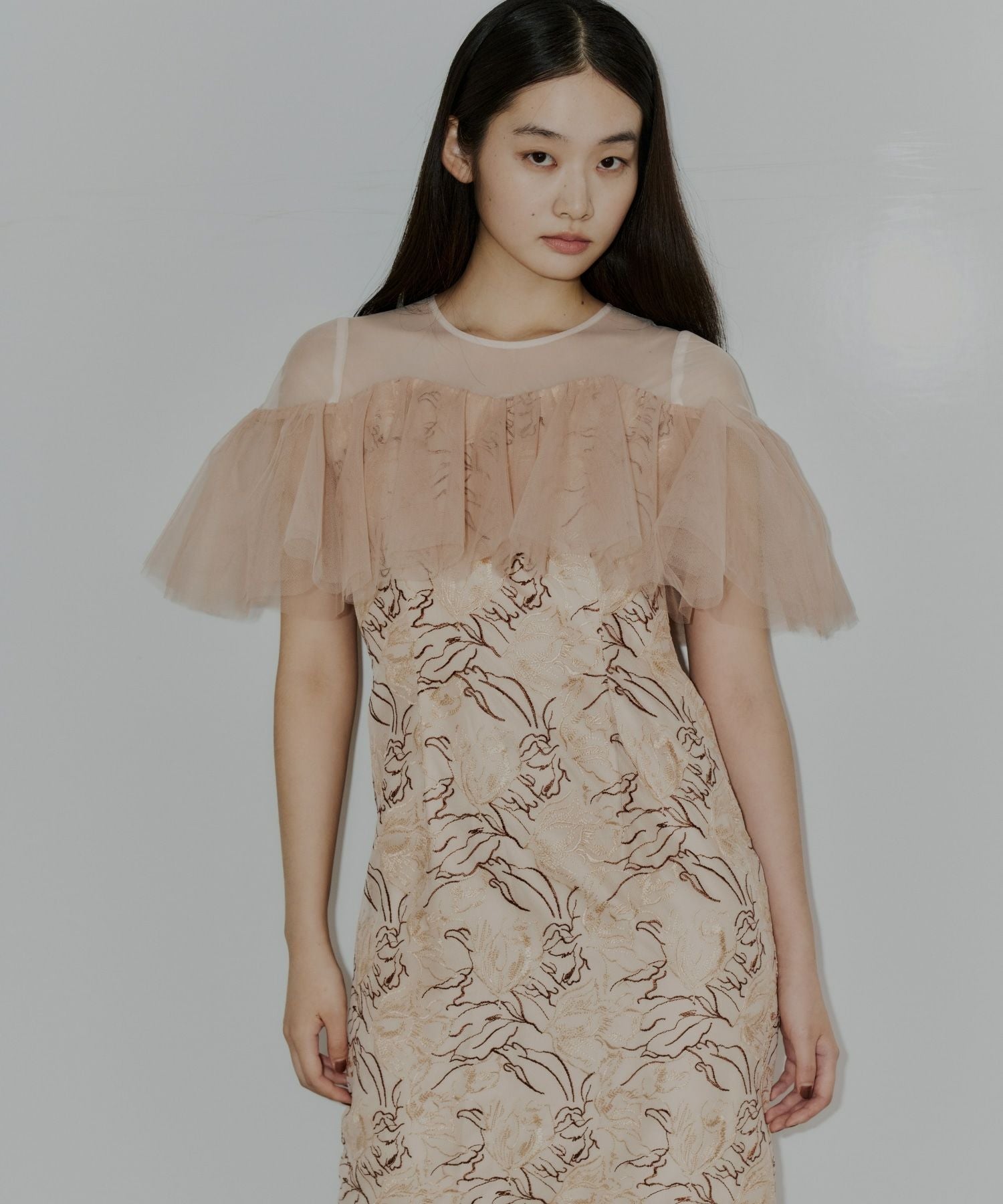 tulle frills embroidery dress | ANDRESD