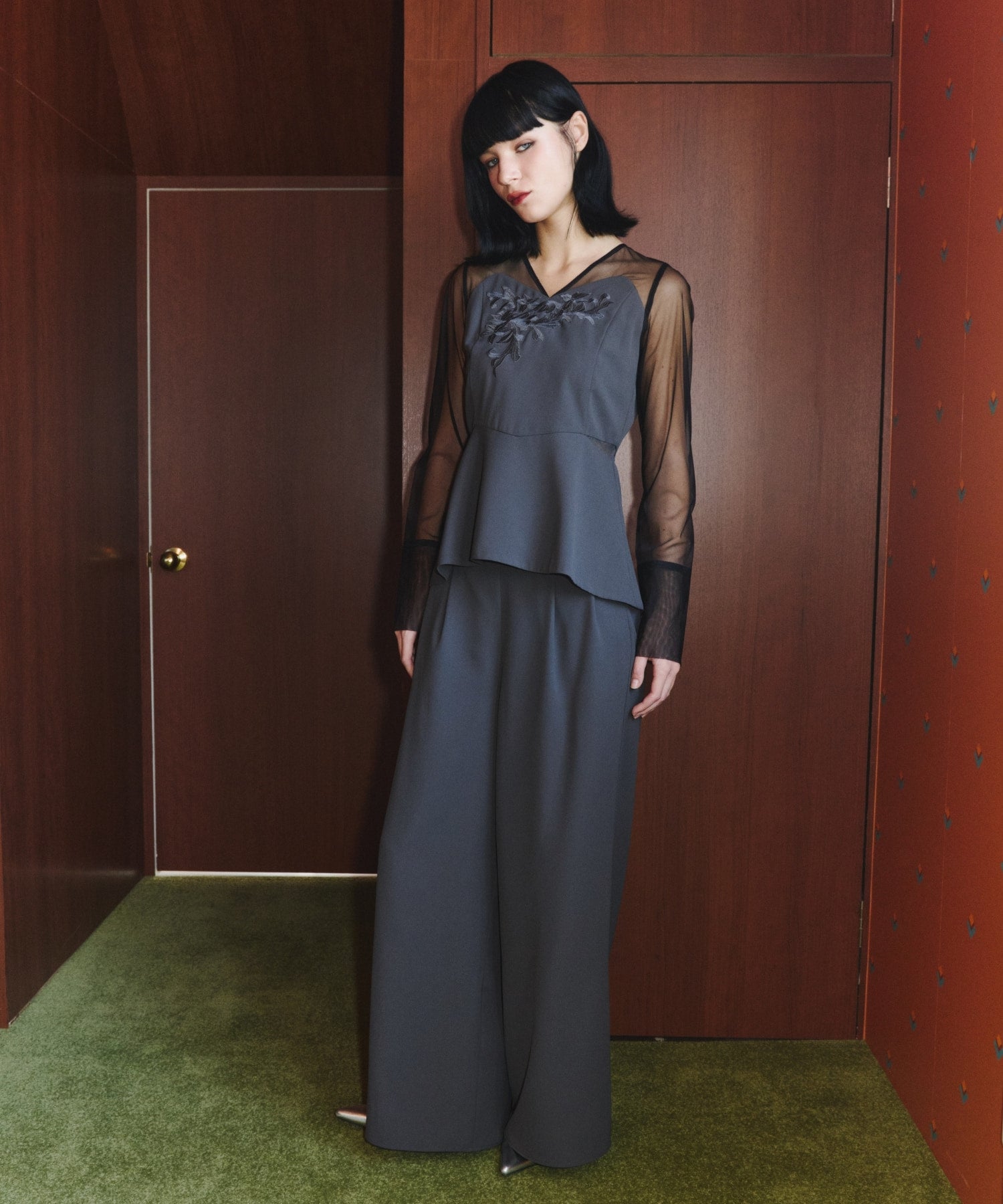lace panel accent setup pants dress | ANDRESD