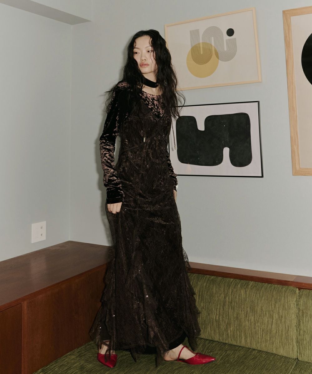 andresd sparkle lace velour dress Lサイズ sparkle lace velour dress | ANDRESD