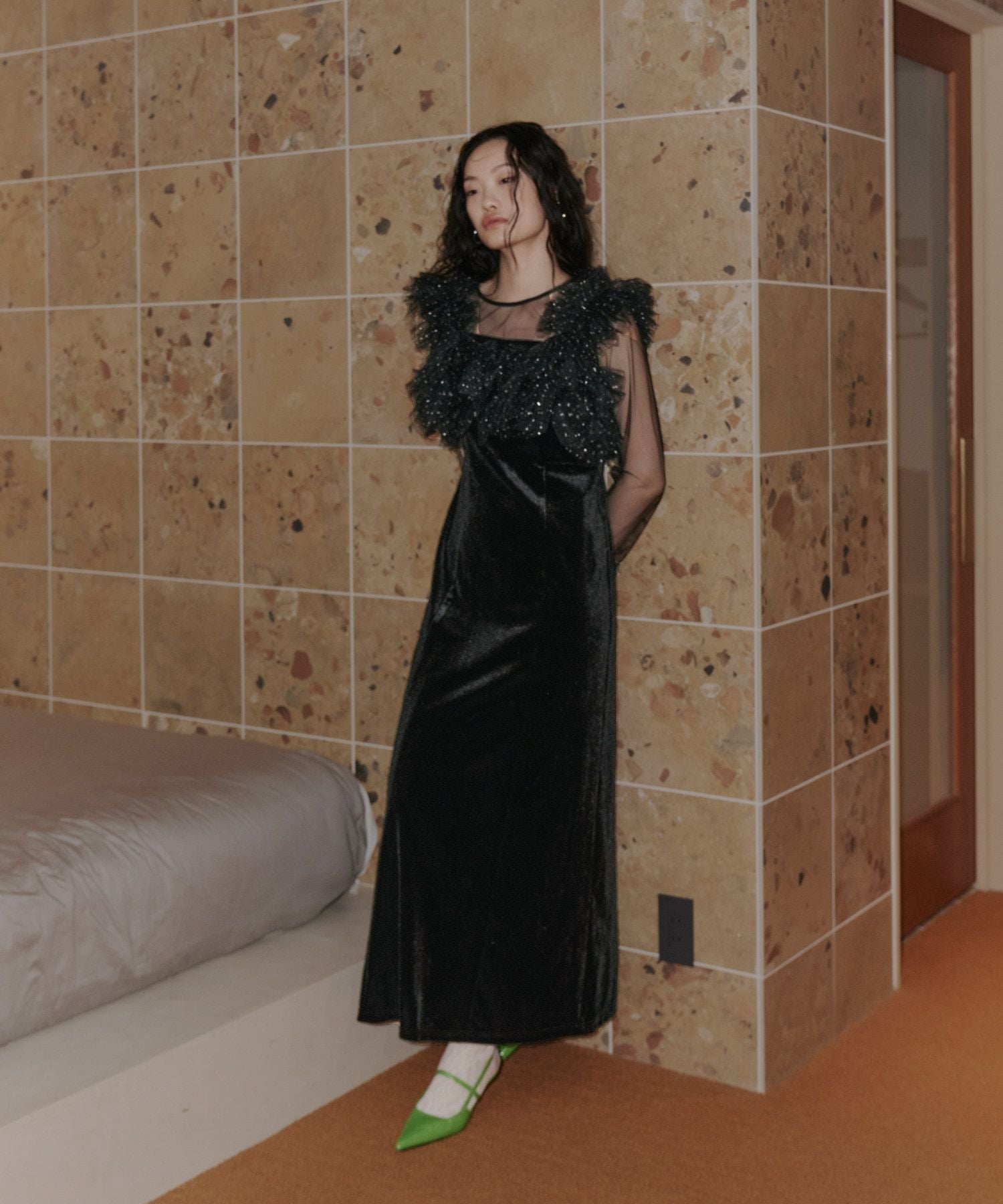 volume ruffle layer dress | ANDRESD