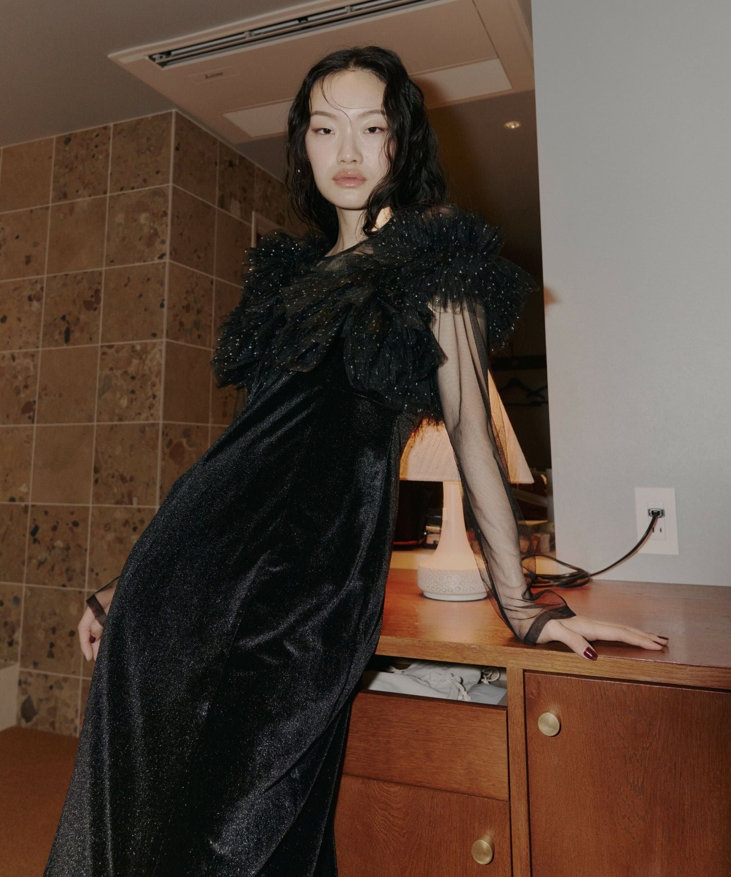 volume ruffle layer dress | ANDRESD