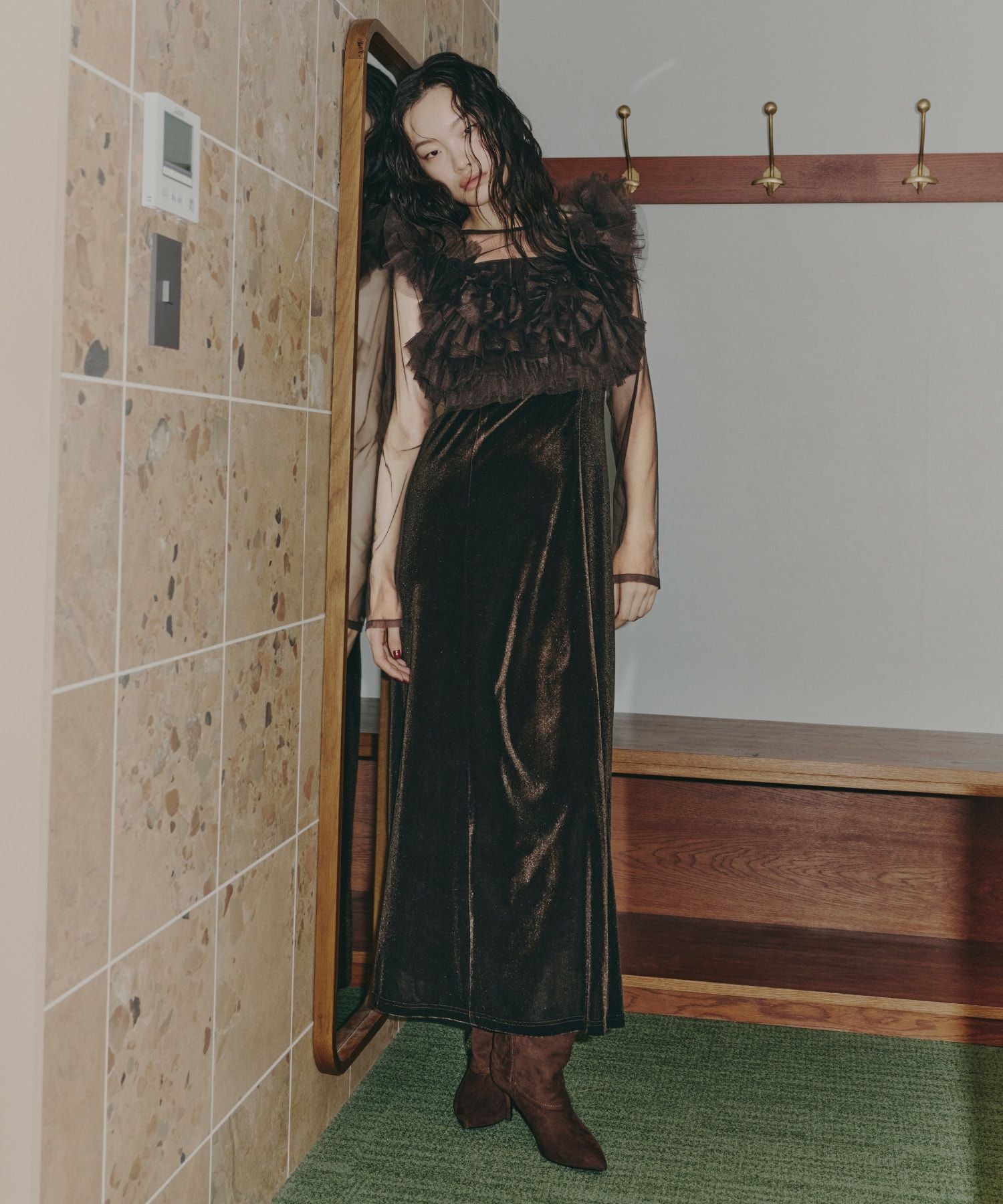 volume ruffle layer dress | ANDRESD