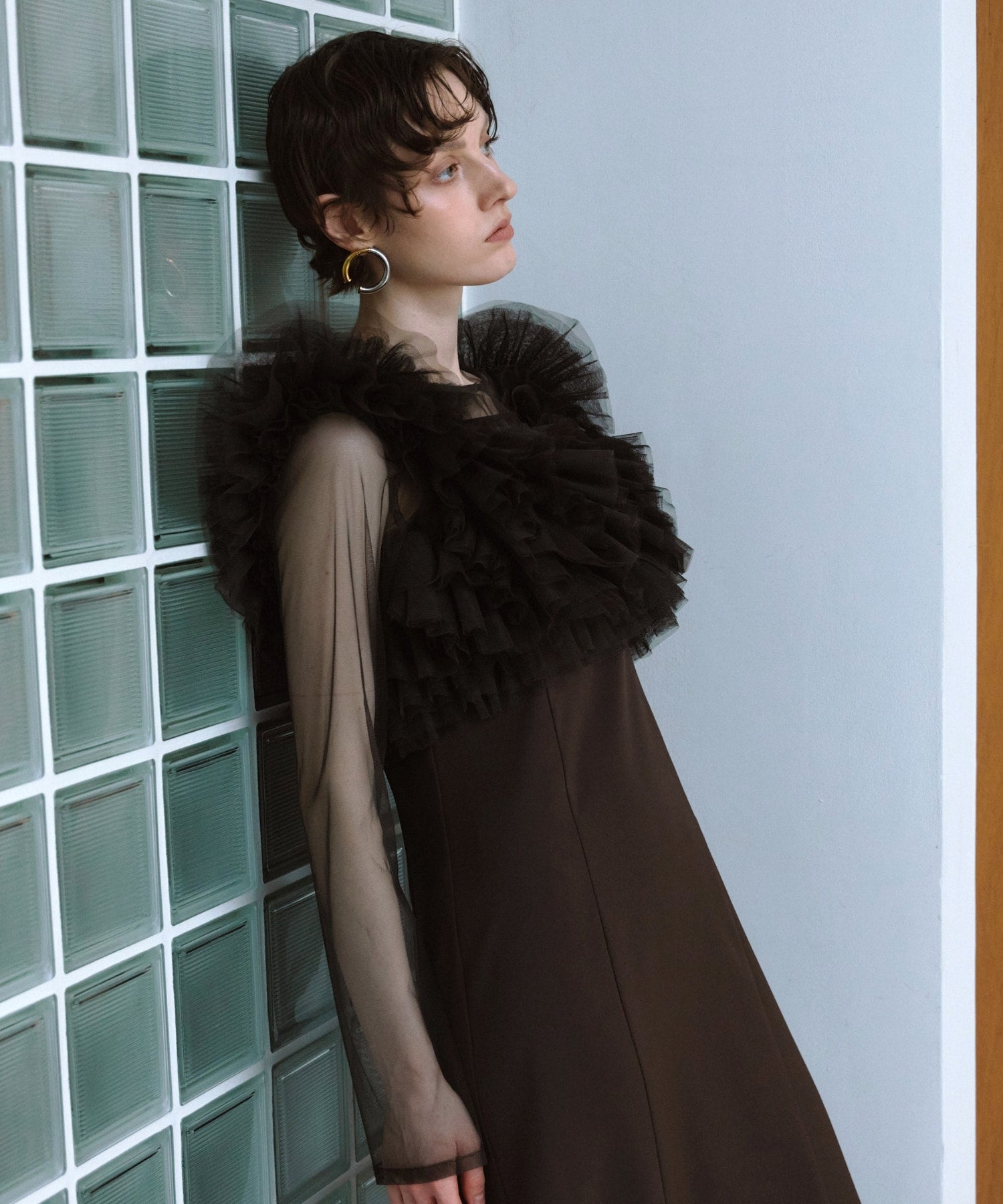 volume ruffle layer dress | ANDRESD