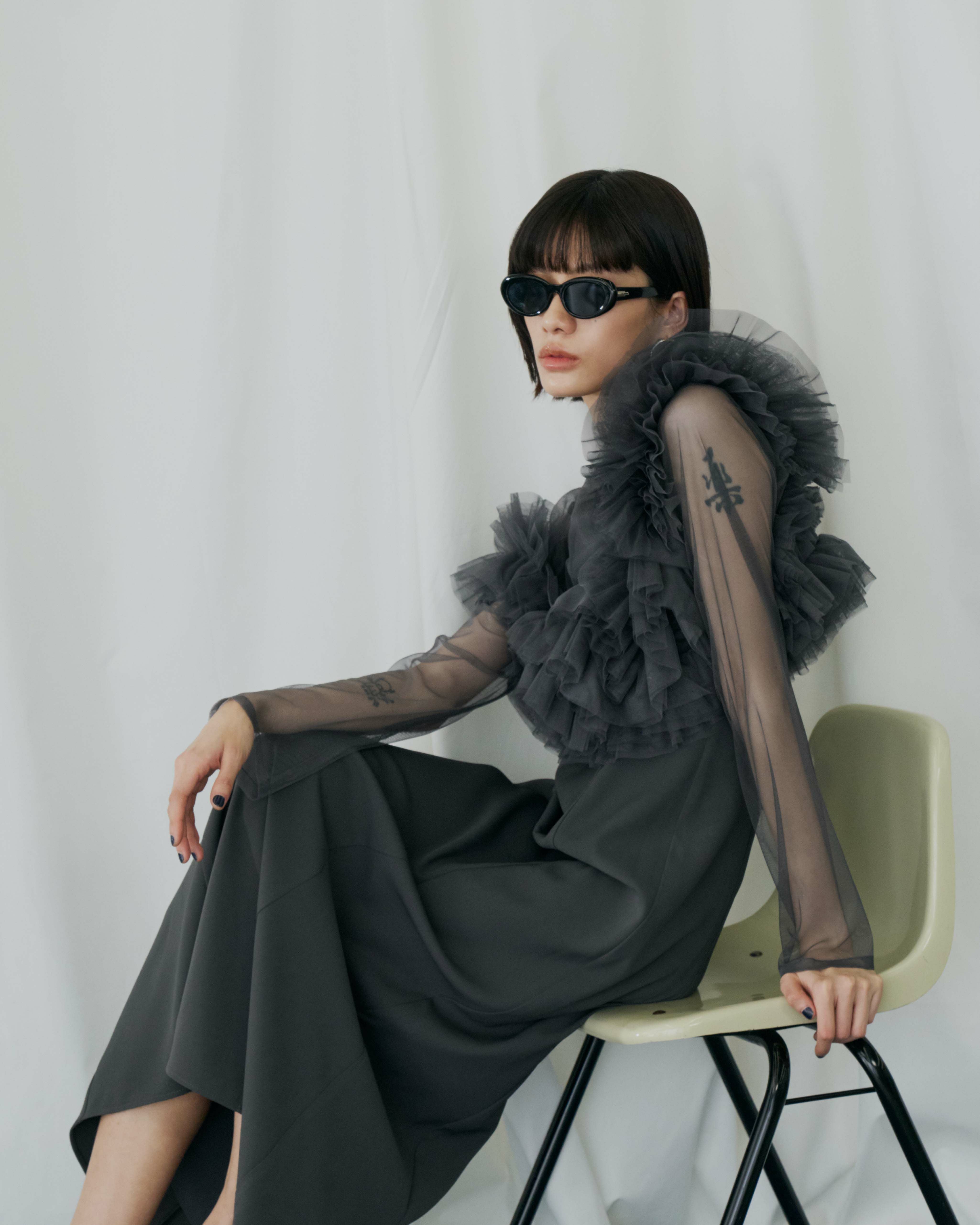 volume ruffle layer dress | ANDRESD
