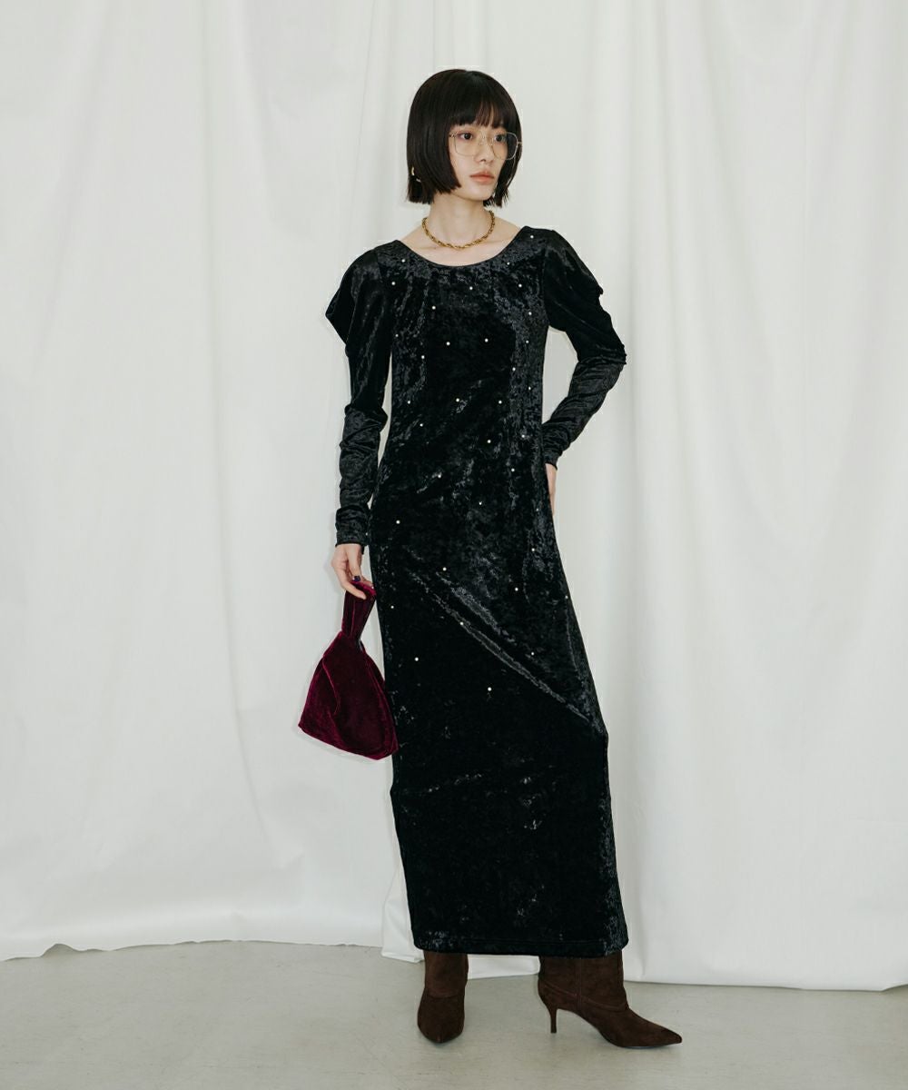 【Oblada】VELOUR DRESS pearl glow velour dress | ANDRESD