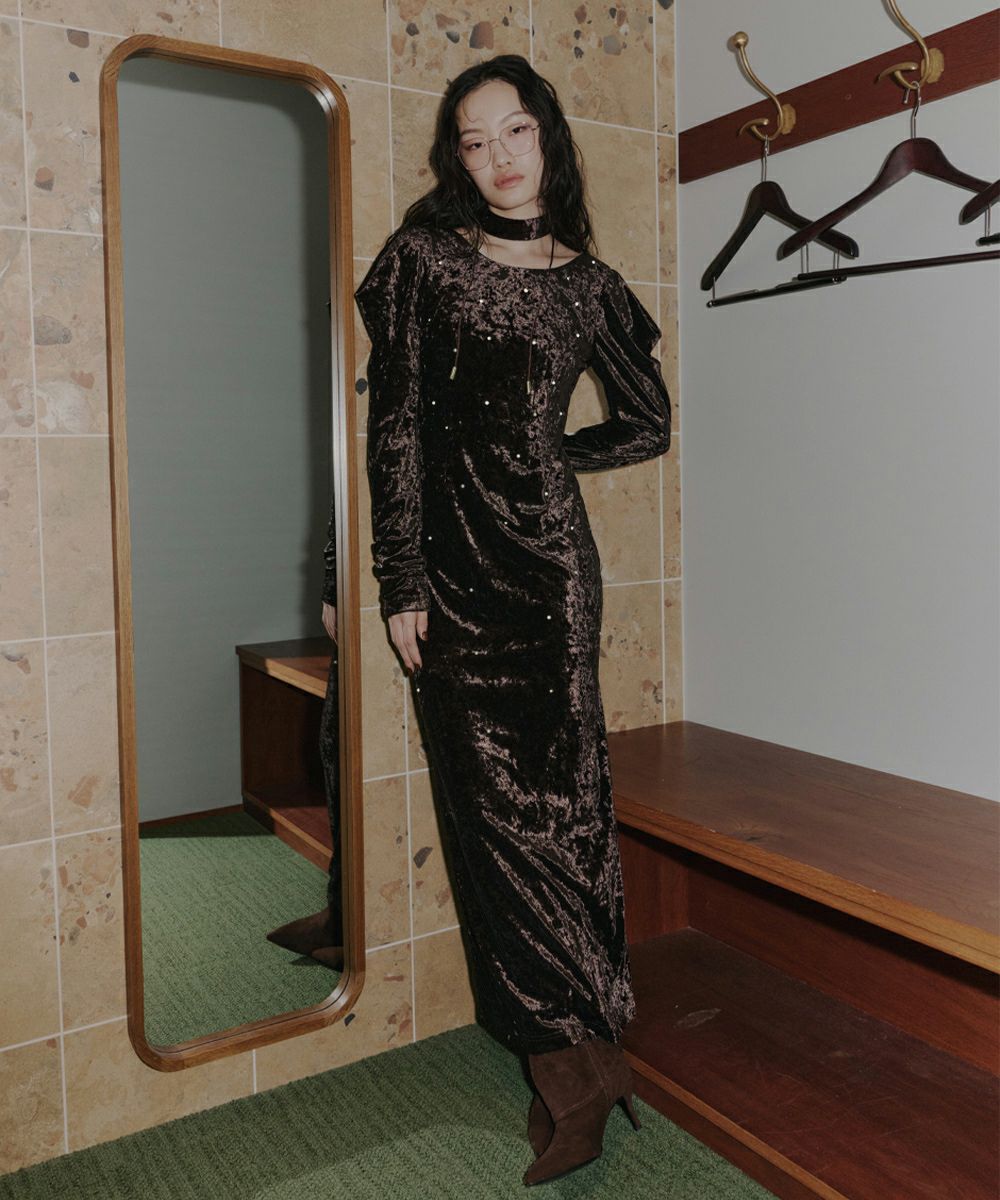 pearl glow velour dress | ANDRESD