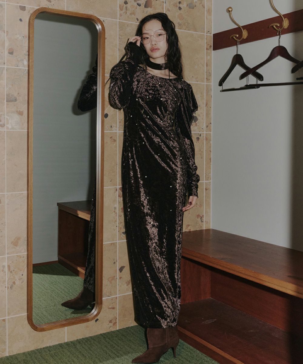 pearl glow velour dress | ANDRESD