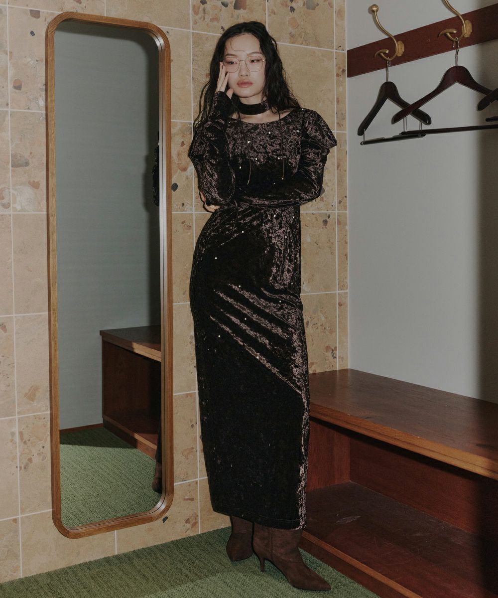 スーツ・フォーマル・ドレス ANDRESD pearl glow velour dress pearl glow velour dress | ANDRESD