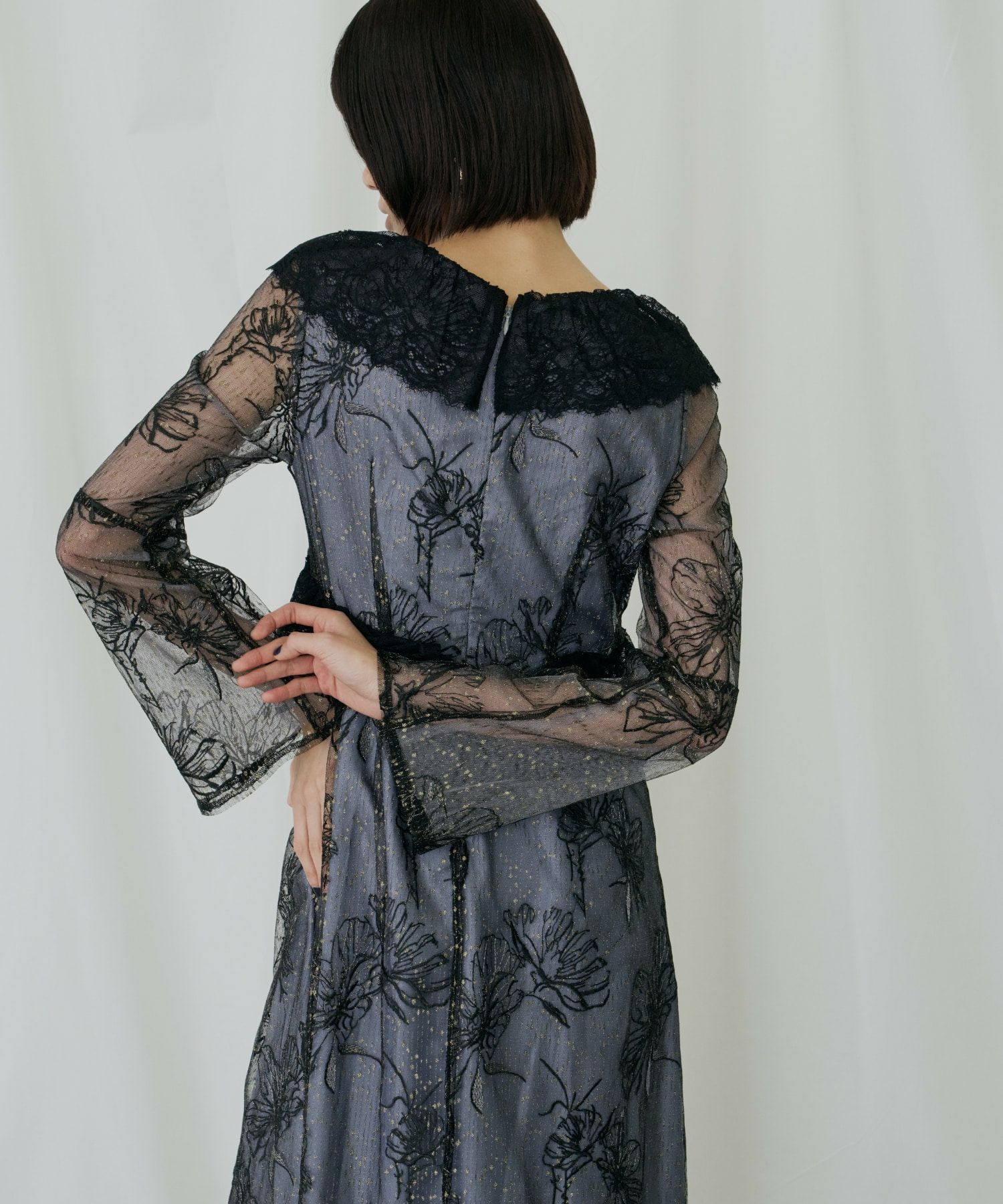 cross lace flower dress | ANDRESD