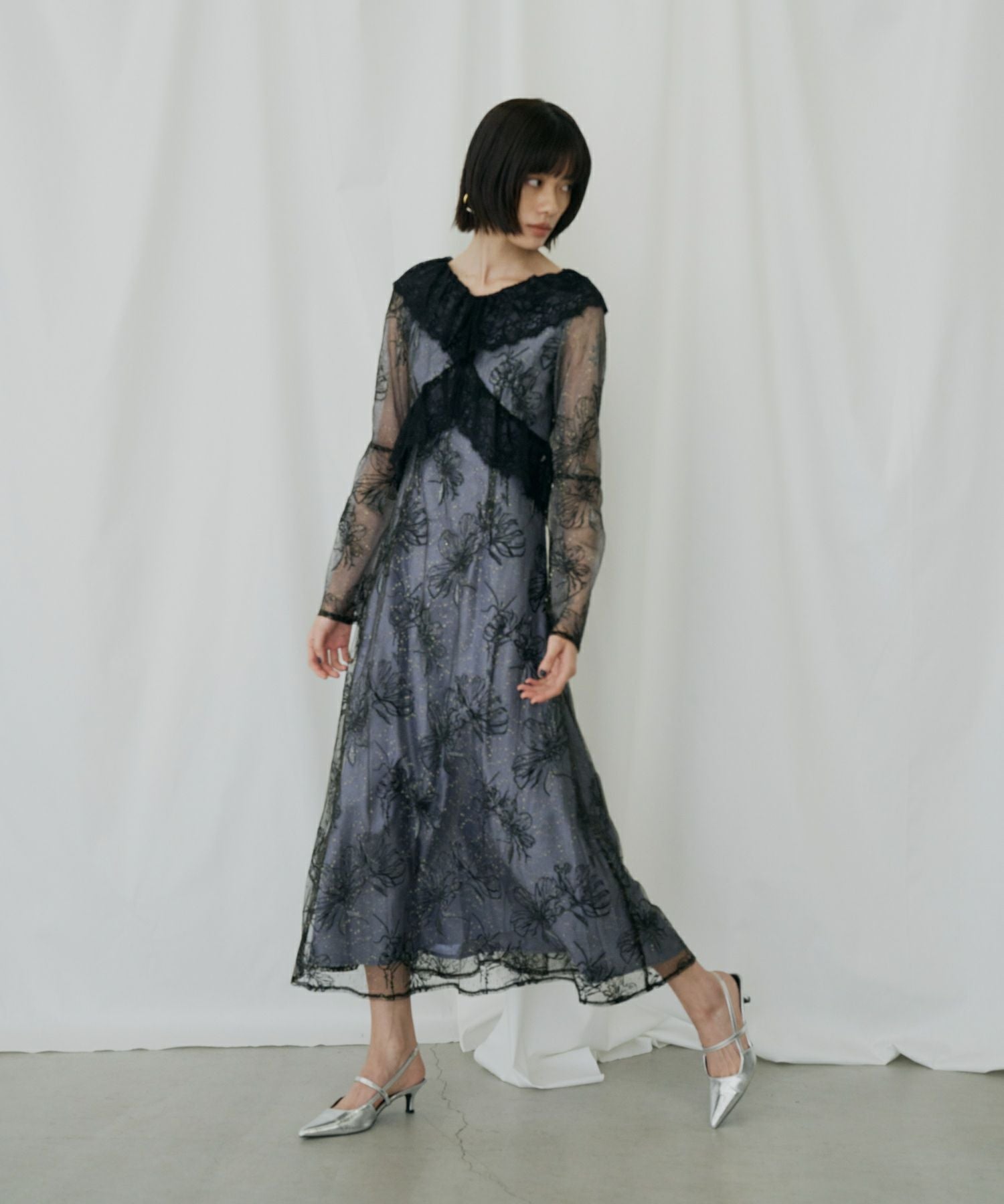 cross lace flower dress | ANDRESD