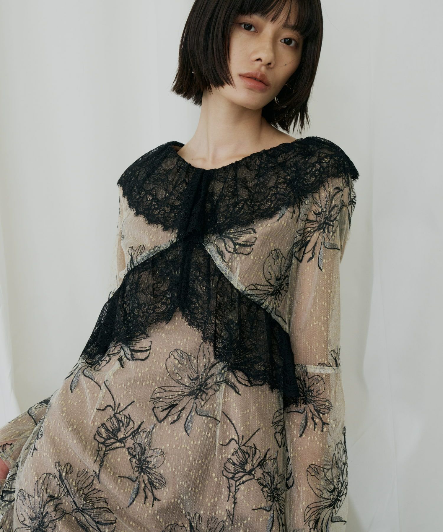 cross lace flower dress | ANDRESD