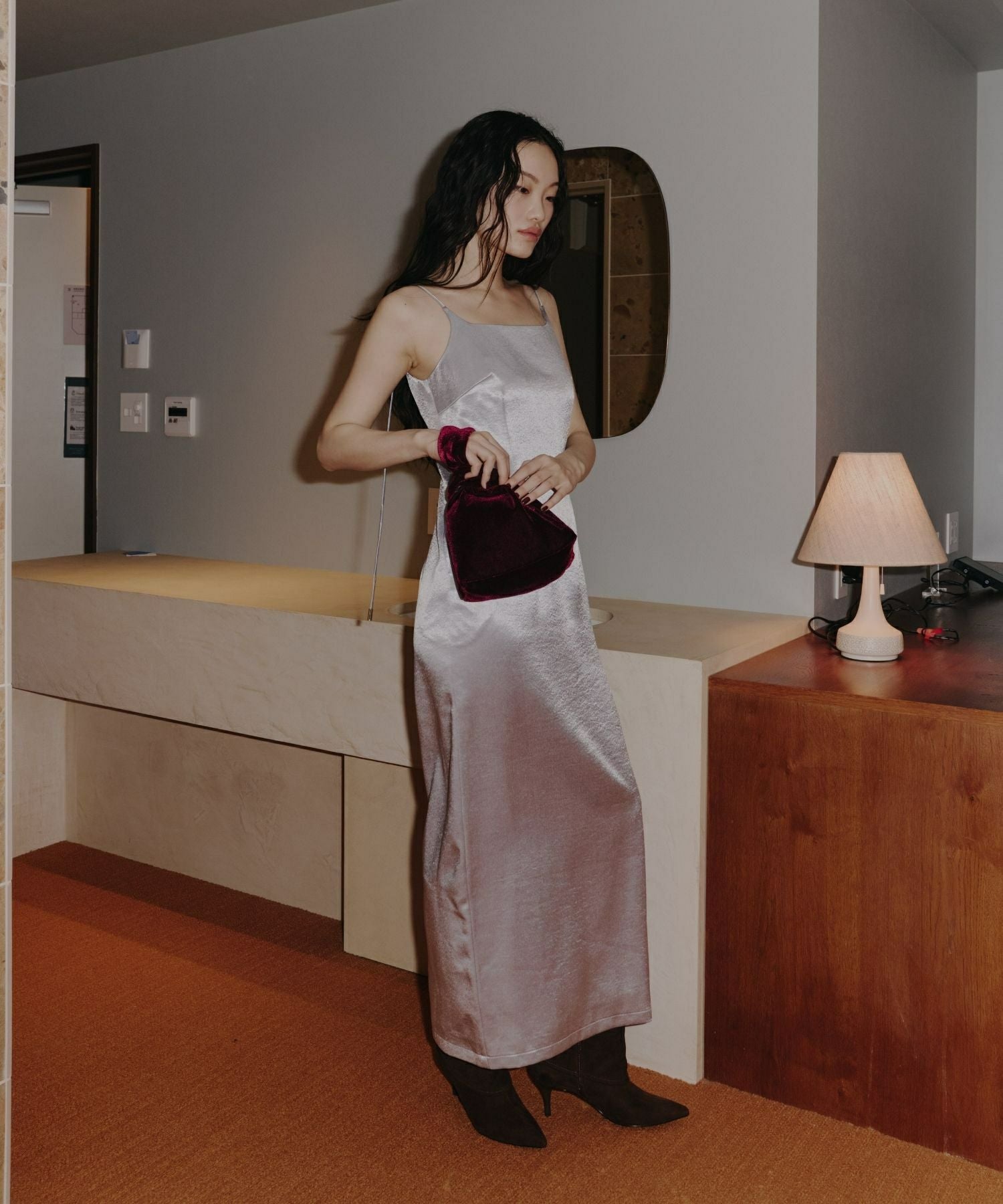 スーツ・フォーマル・ドレス glossysatin backribbondress glossy satin back ribbon dress | ANDRESD