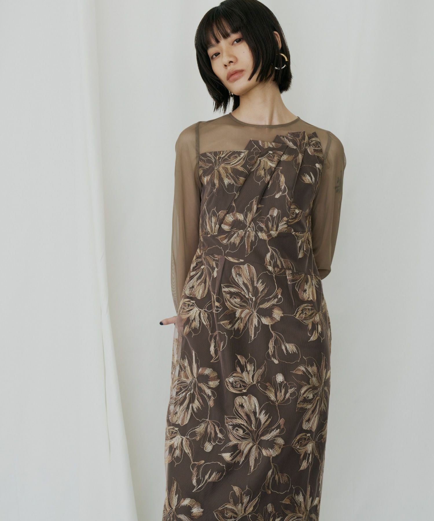 pleated front flower dress | ANDRESD