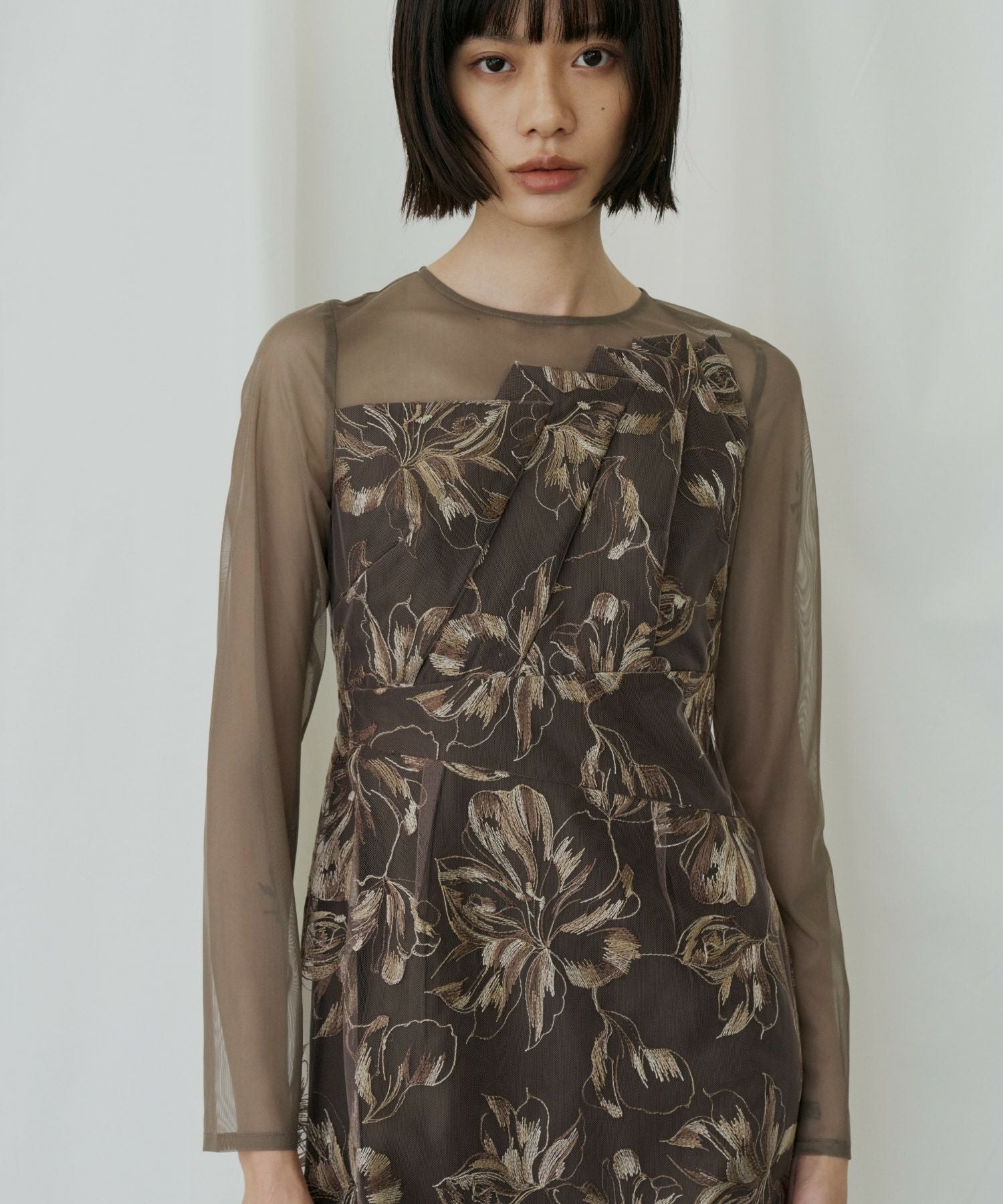 pleated front flower dress | ANDRESD